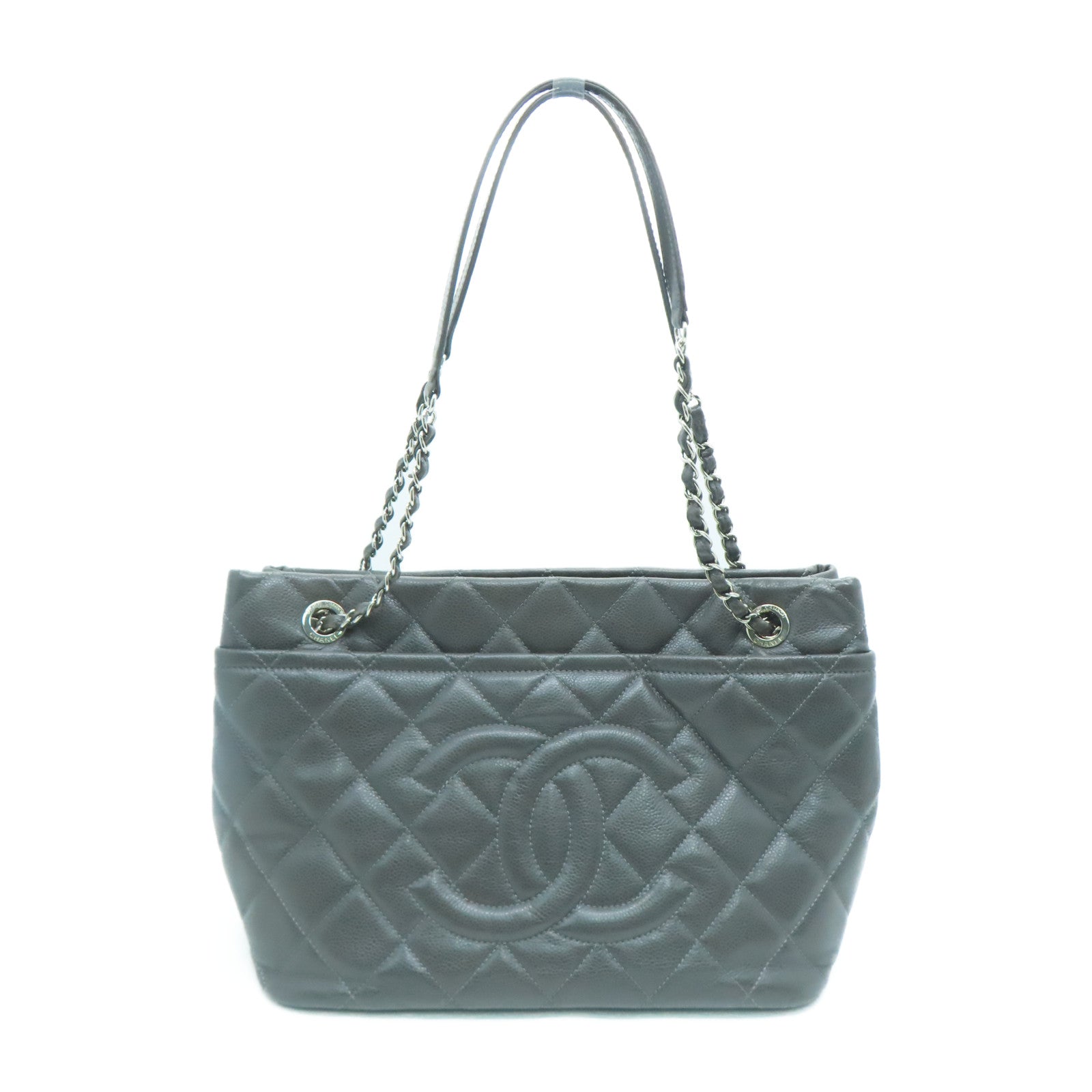 CHANEL diamond Caviar leather Chain Shoulder Bag chain silver buckle shoulder bag gray