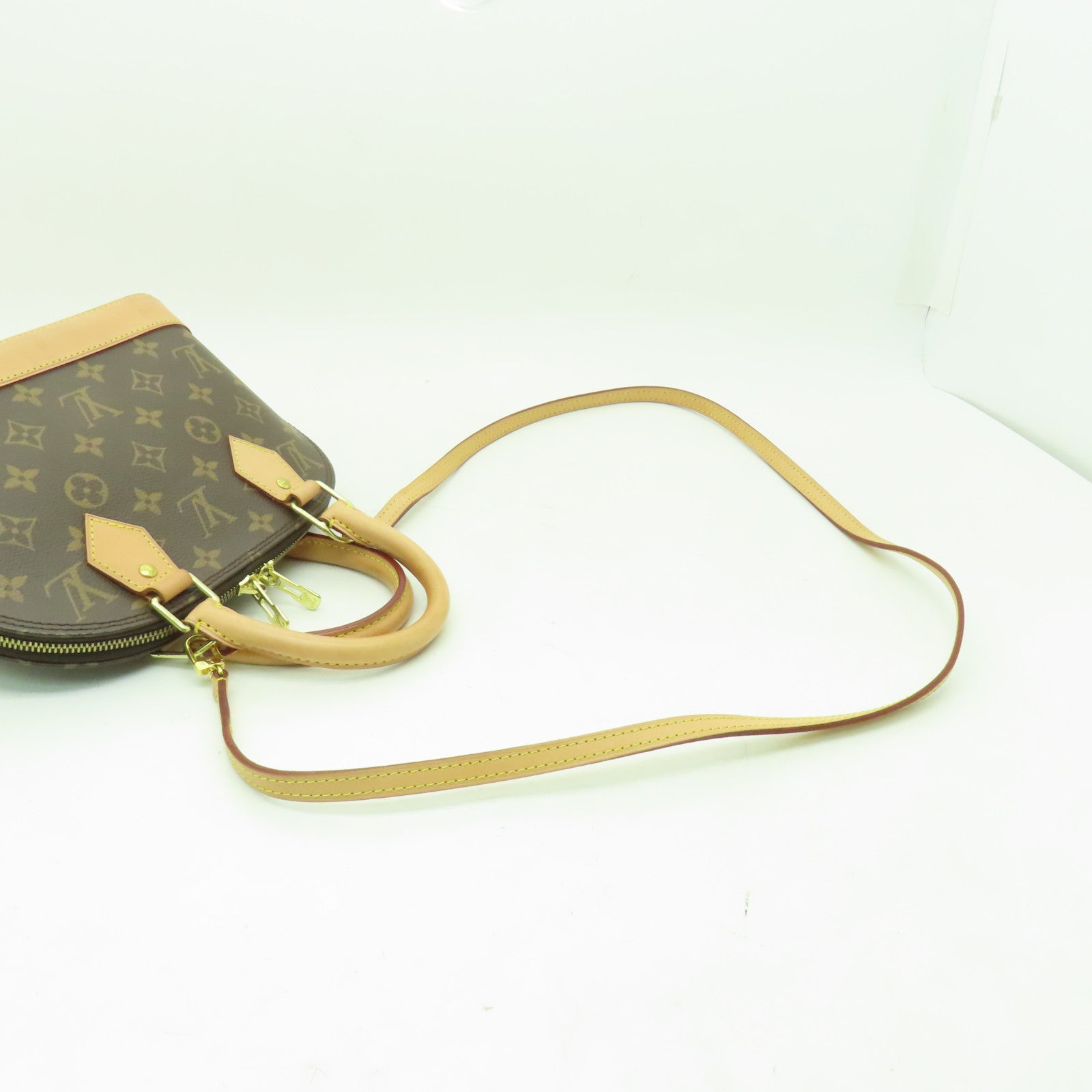 LOUIS VUITTON Monogram Alma BB金扣手挽肩背兩用袋棕色