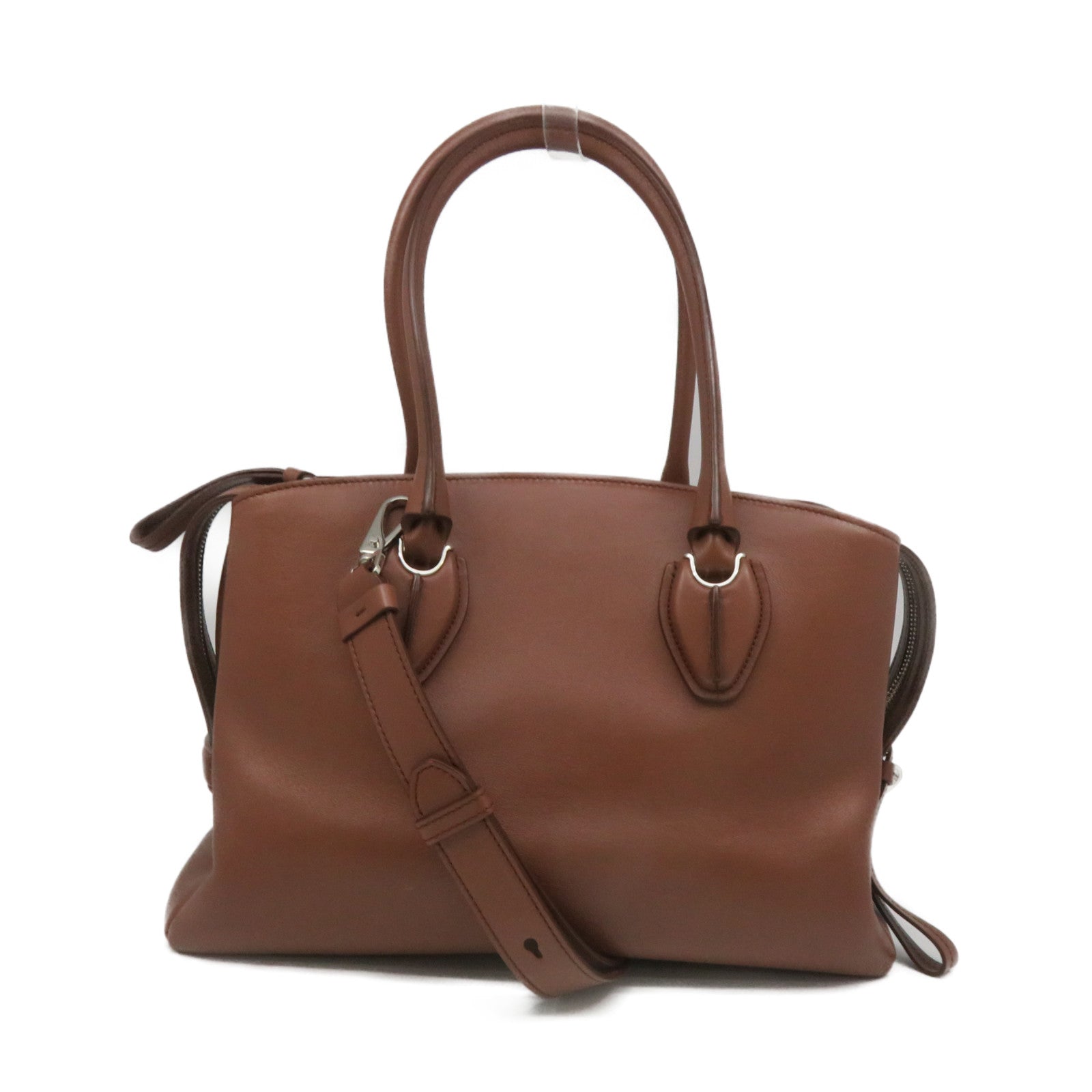 TOD'S Cowhide Leather 2Way Shoulder Bag Handle Shoulder Bag Brown