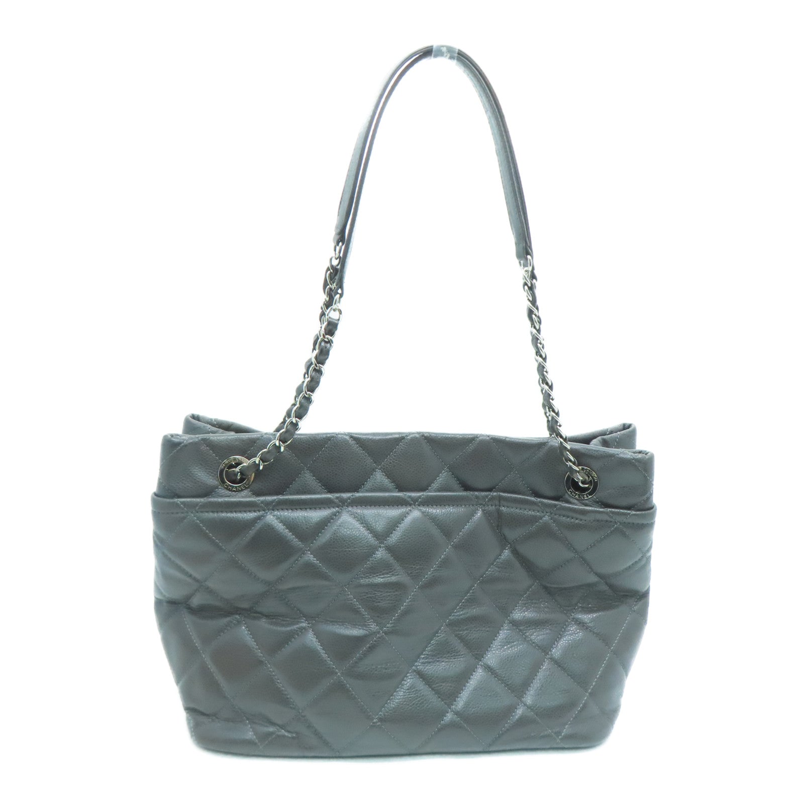 CHANEL diamond Caviar leather Chain Shoulder Bag chain silver buckle shoulder bag gray