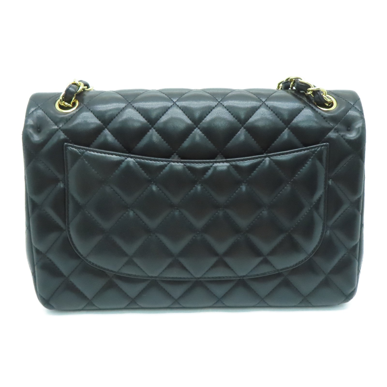 CHANEL 【激減優惠】格羊皮皮革Jumbo Classic Flap金扣鏈帶肩背袋黑色