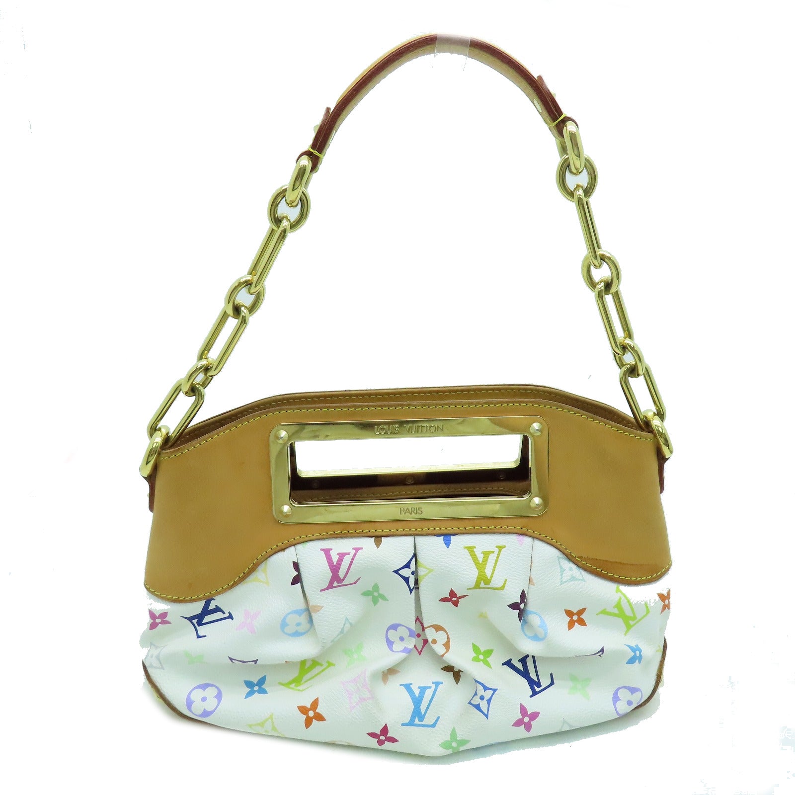 LOUIS VUITTON Monogram Multicolore Judy PM 2 way Shoulder  Bag金扣手挽肩背兩用袋白色