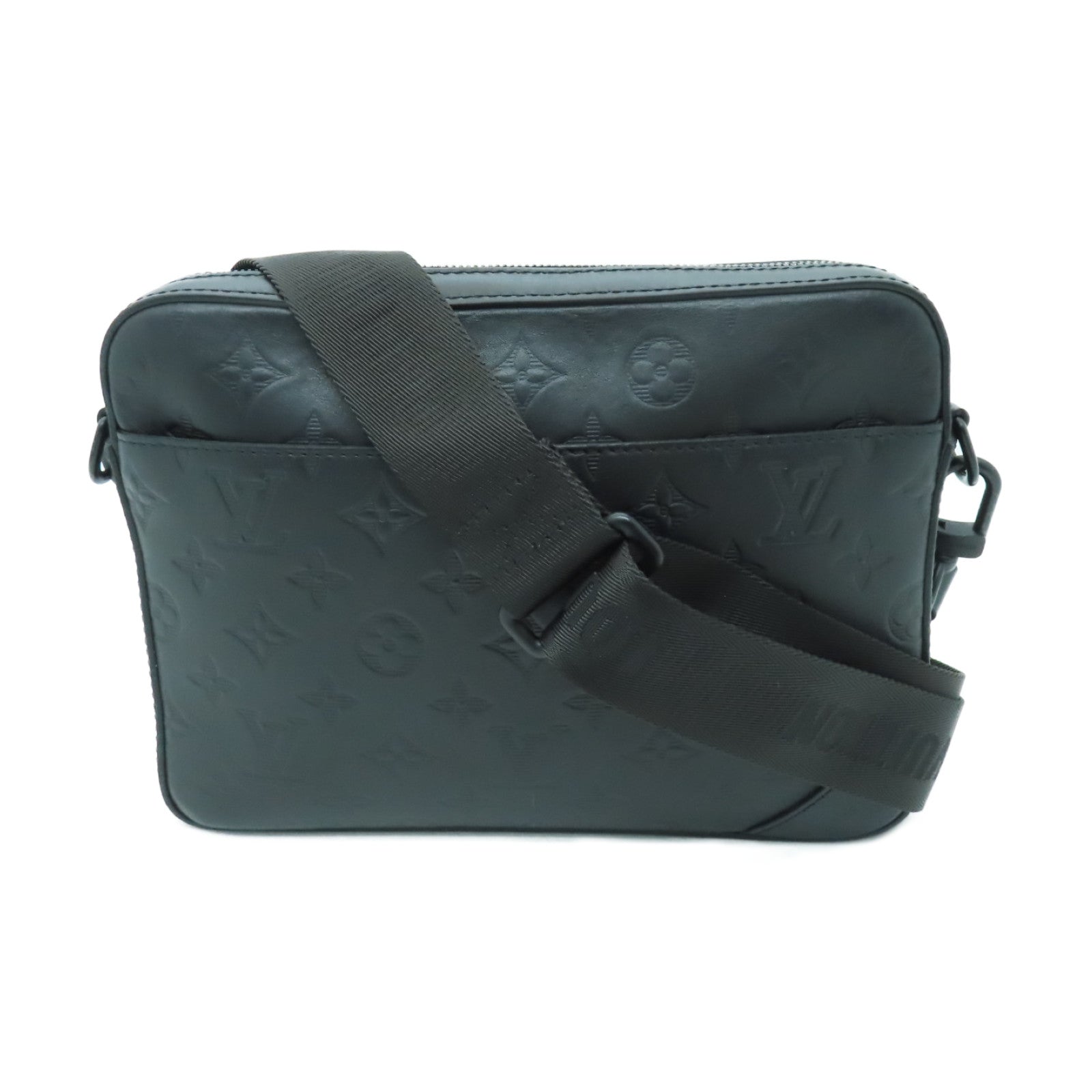 LOUIS VUITTON Monogram Shadow Duo黑扣肩背袋黑色