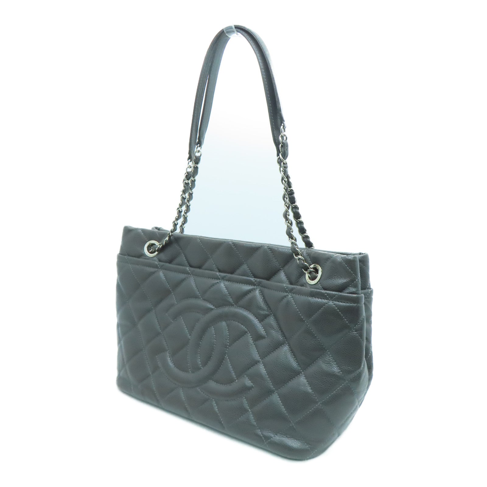 CHANEL diamond Caviar leather Chain Shoulder Bag chain silver buckle shoulder bag gray