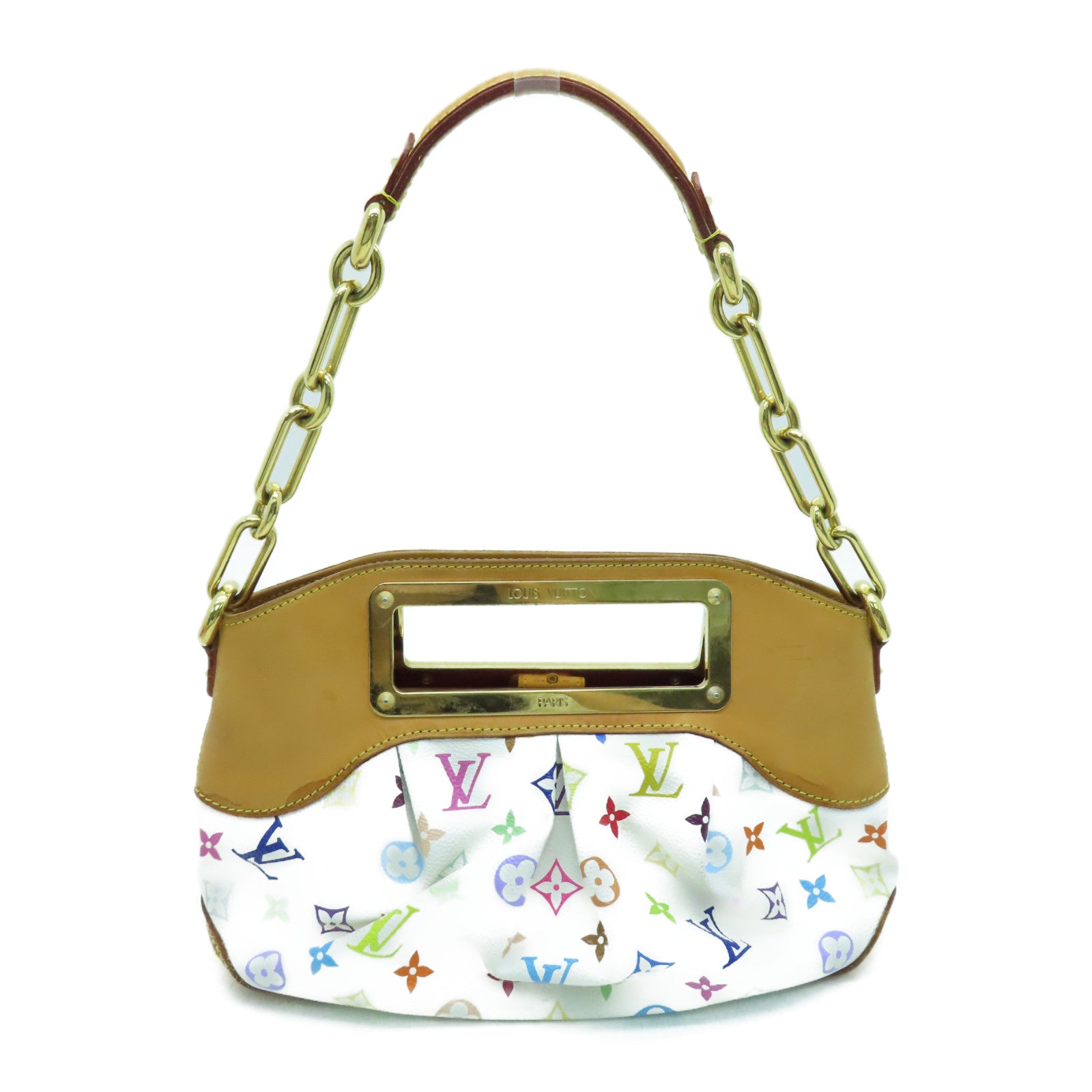LOUIS VUITTON Monogram Multicolore Judy PM 2 way Shoulder  Bag金扣手挽肩背兩用袋白色