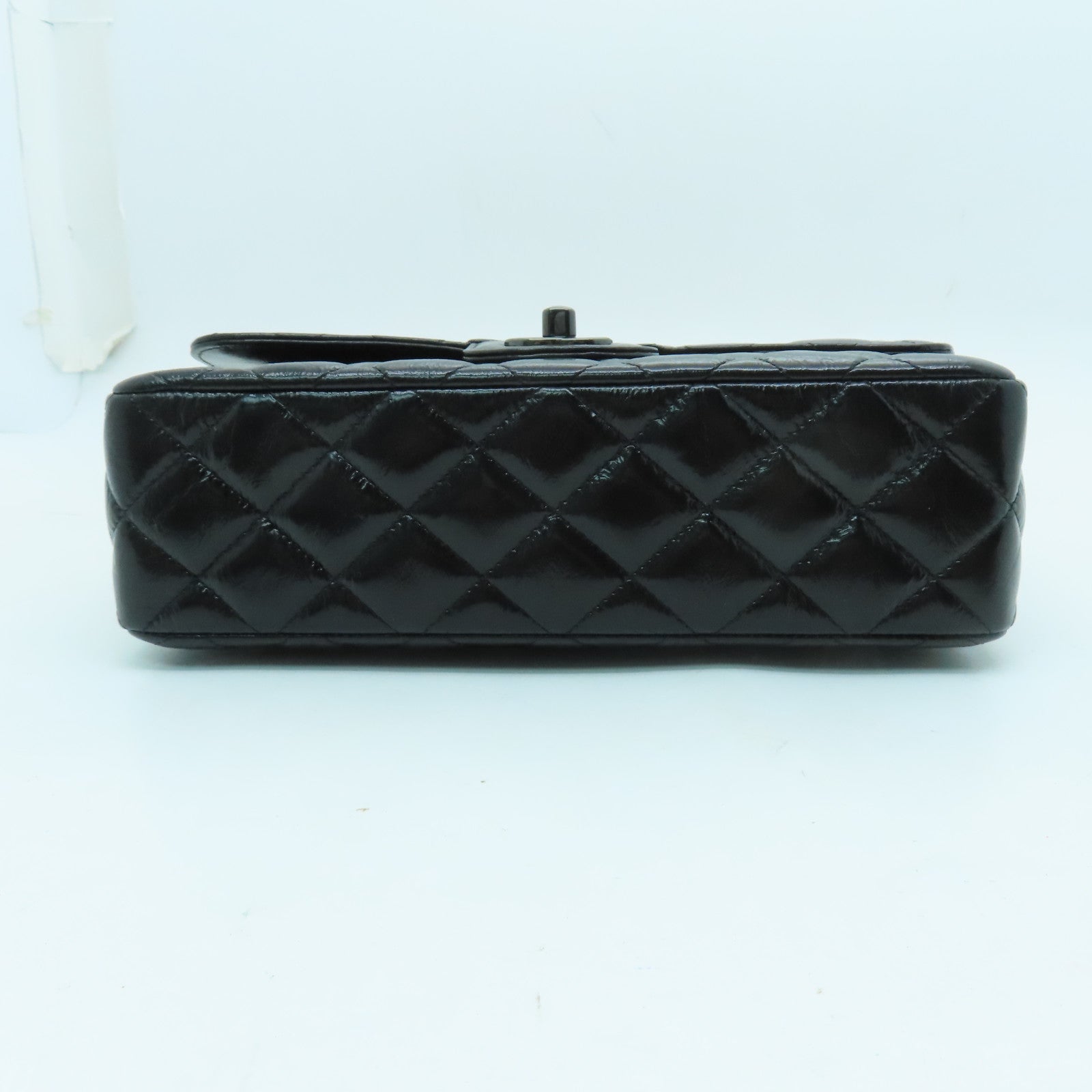 CHANEL 【激減優惠】菱格漆皮皮革Classic 23cm手挽肩背兩用袋黑色