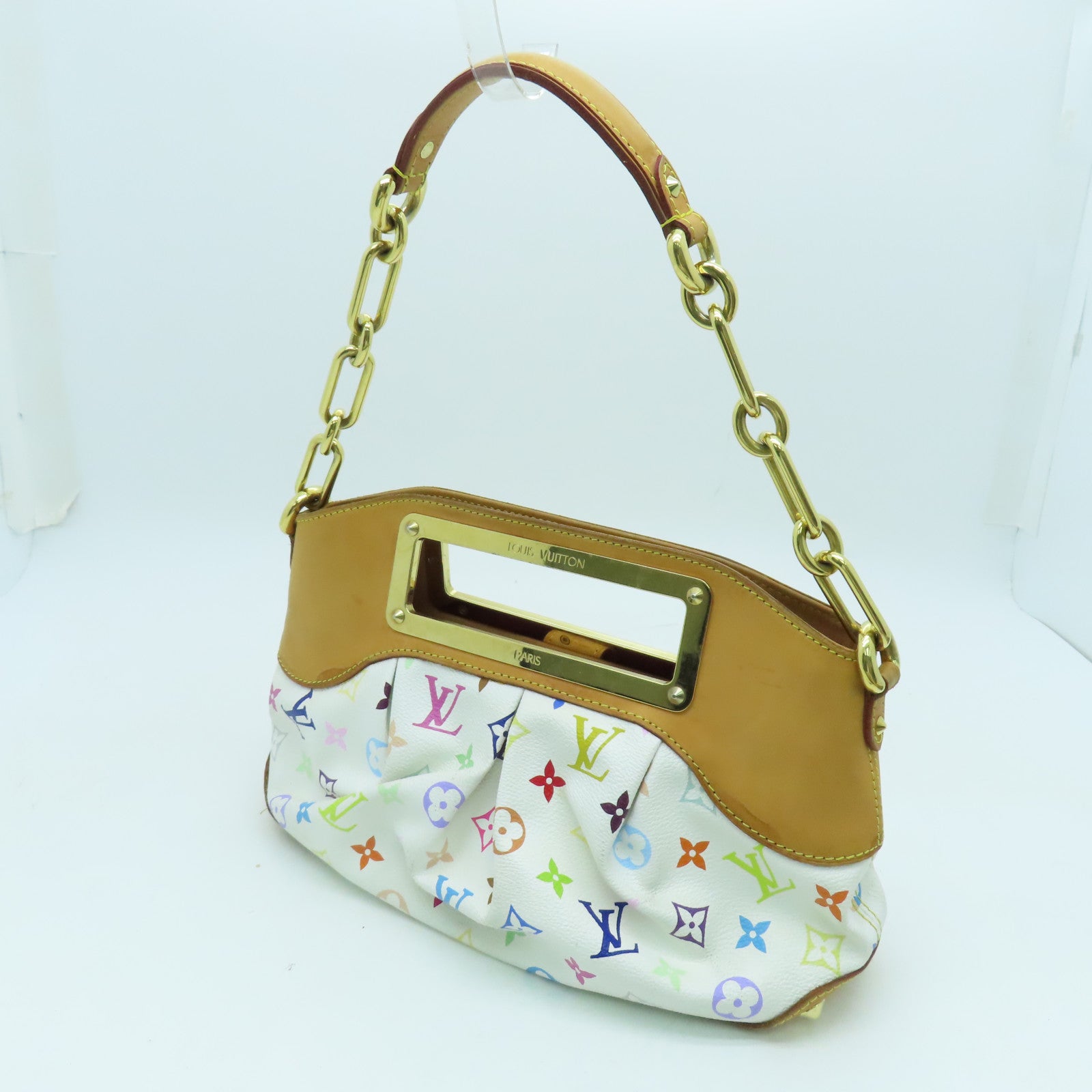LOUIS VUITTON Monogram Multicolore Judy PM 2 way Shoulder  Bag金扣手挽肩背兩用袋白色