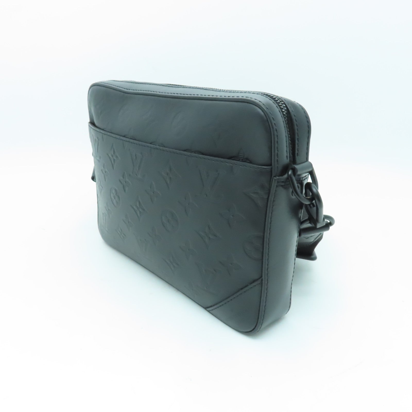 LOUIS VUITTON Monogram Shadow Duo黑扣肩背袋黑色