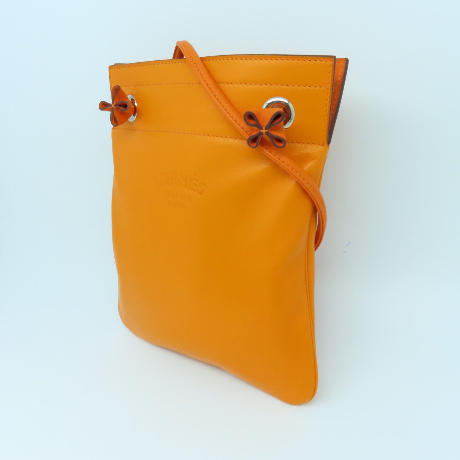 HERMES 【激減優惠】Swift皮革Aline銀扣肩背袋橙色
