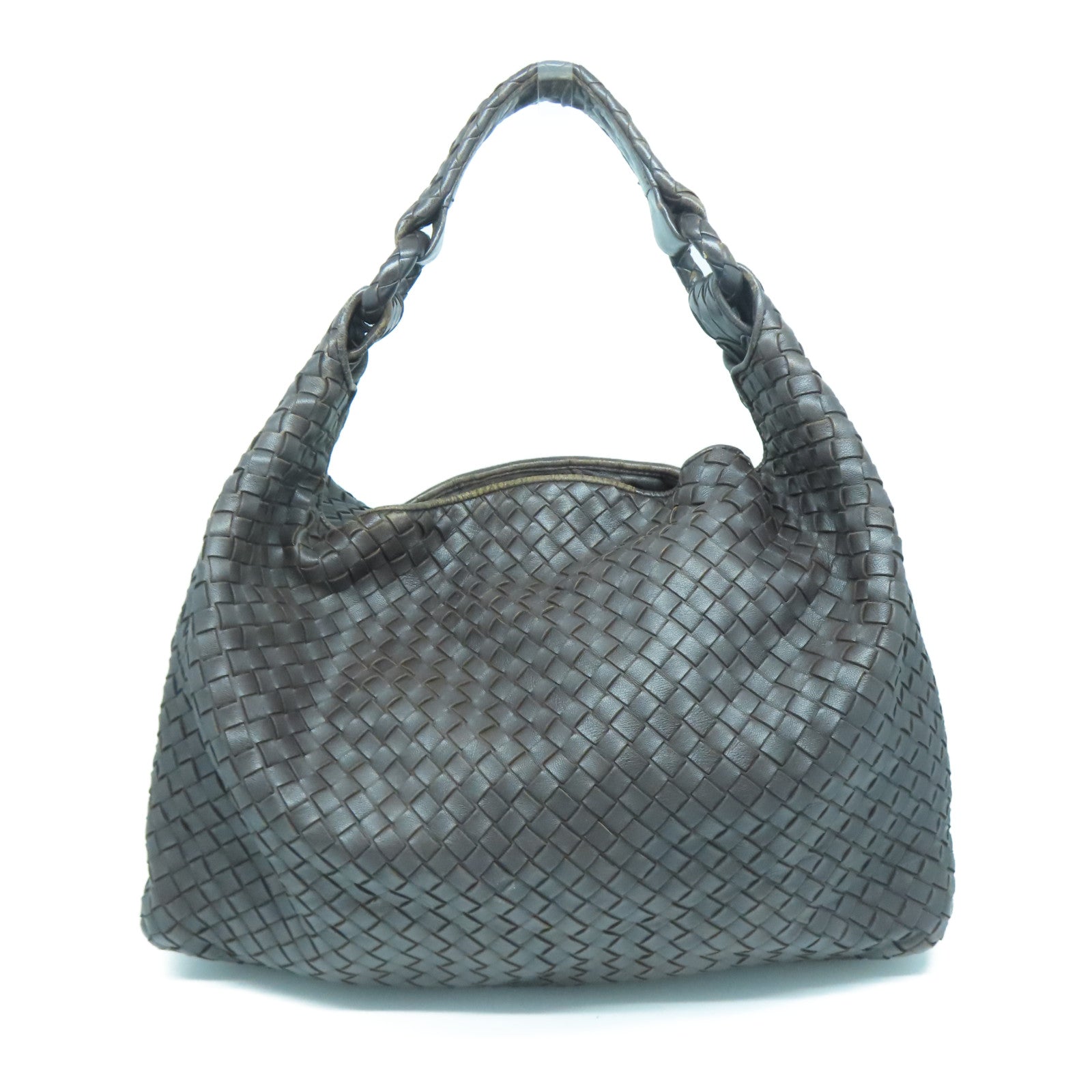 BOTTEGA VENETA 织纹皮革Shoulder Bag肩背袋啡色