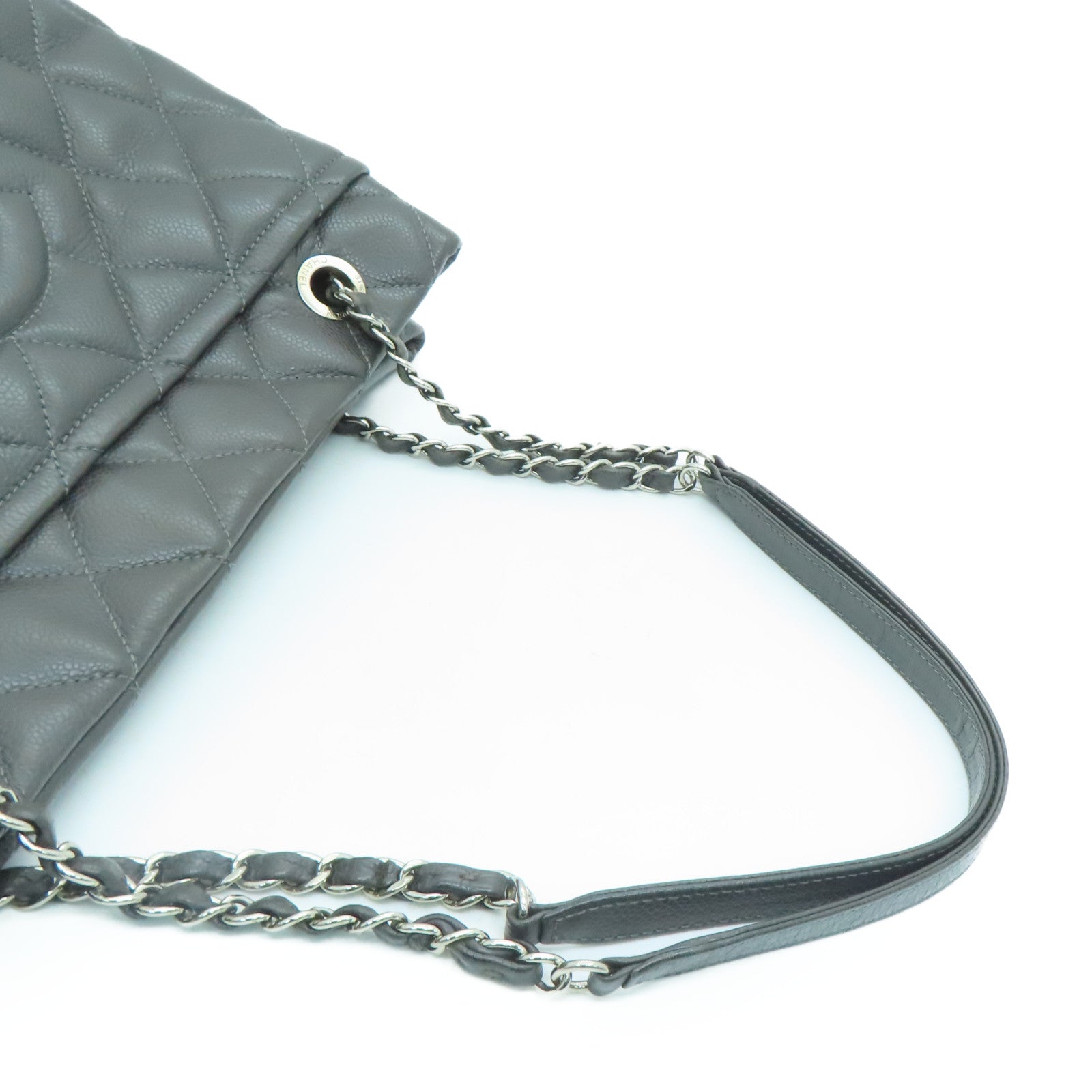CHANEL diamond Caviar leather Chain Shoulder Bag chain silver buckle shoulder bag gray