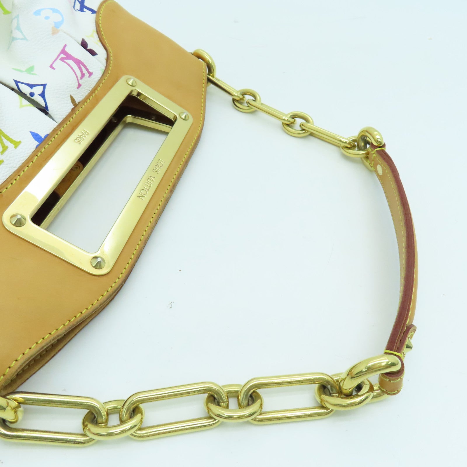LOUIS VUITTON Monogram Multicolore Judy PM 2 way Shoulder  Bag金扣手挽肩背兩用袋白色