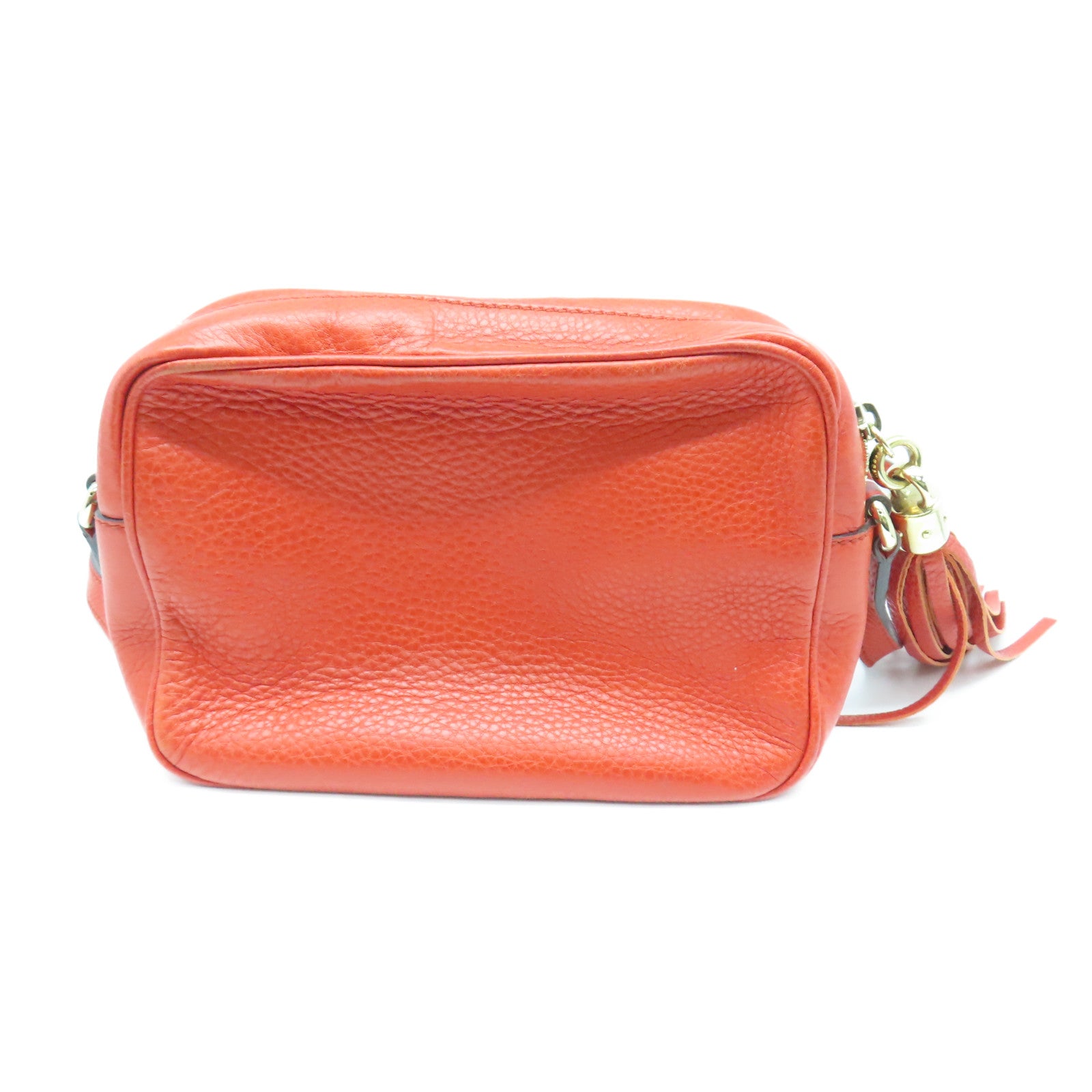 GUCCI cowhide leather Shoulder Bag gold buckle shoulder bag orange