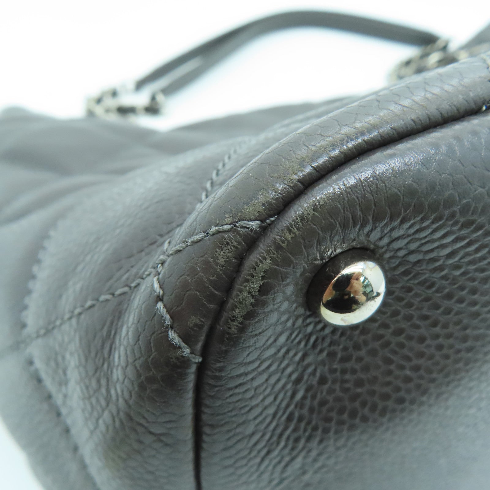 CHANEL diamond Caviar leather Chain Shoulder Bag chain silver buckle shoulder bag gray