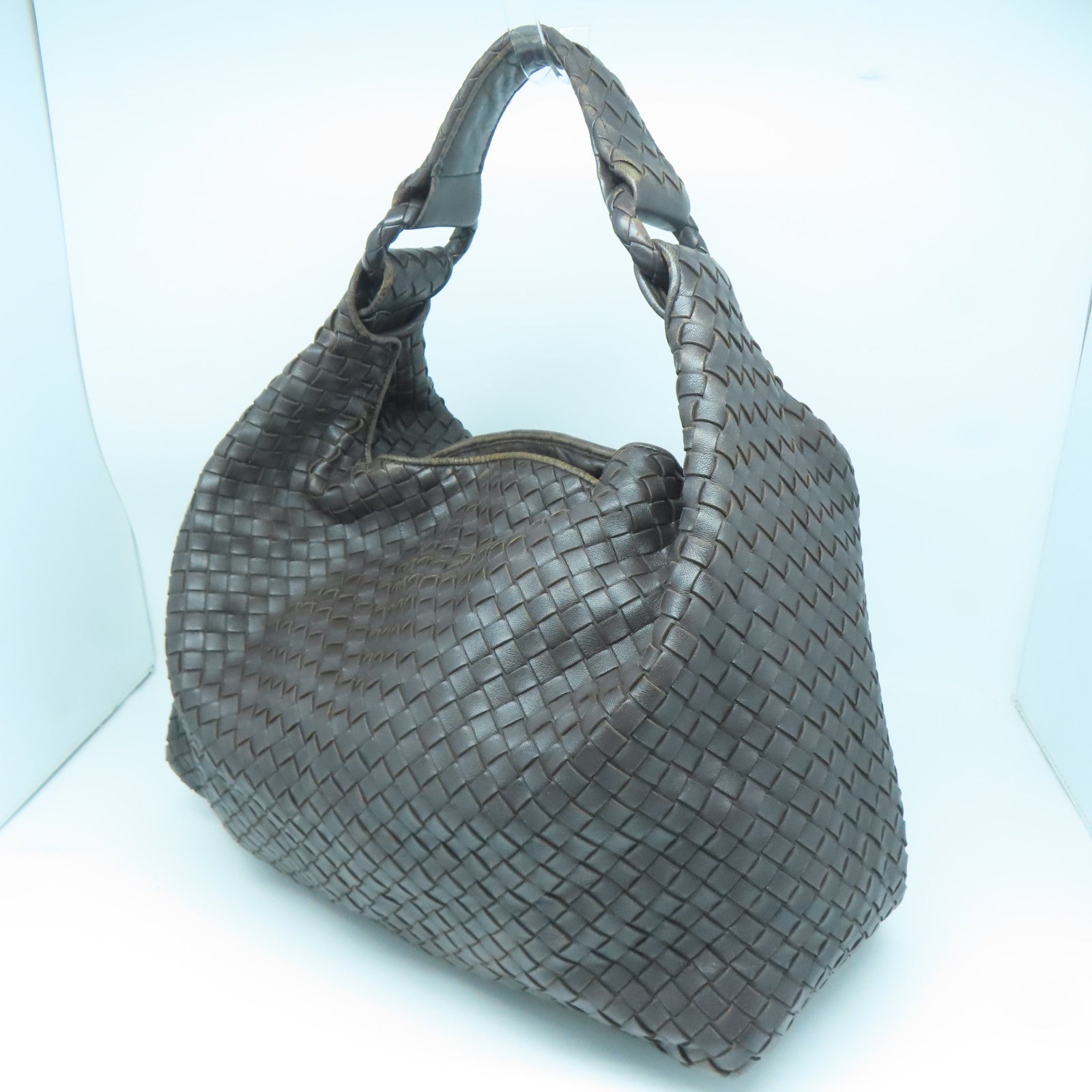 BOTTEGA VENETA 织纹皮革Shoulder Bag肩背袋啡色