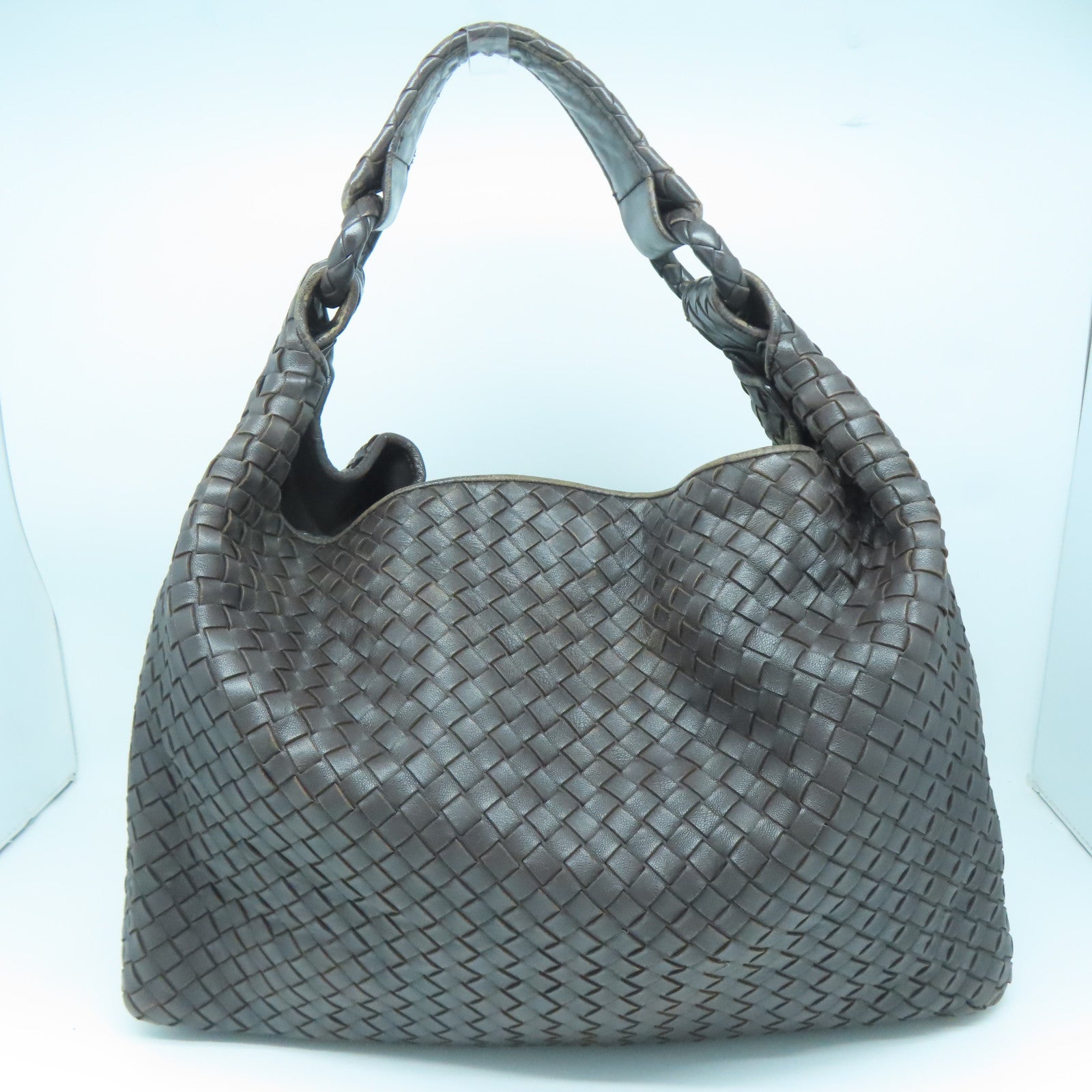 BOTTEGA VENETA 织纹皮革Shoulder Bag肩背袋啡色