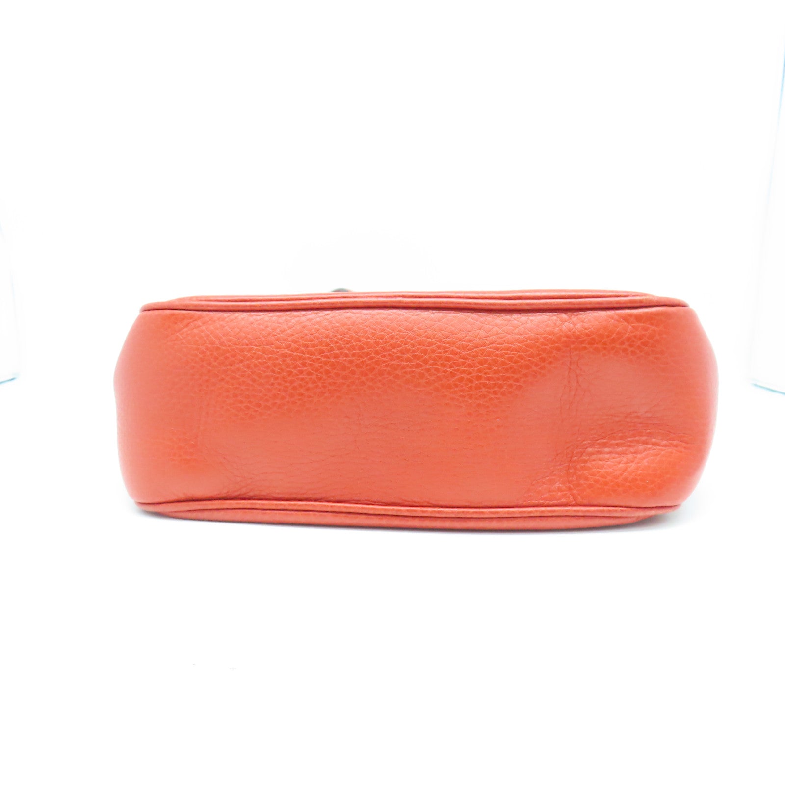 GUCCI cowhide leather Shoulder Bag gold buckle shoulder bag orange