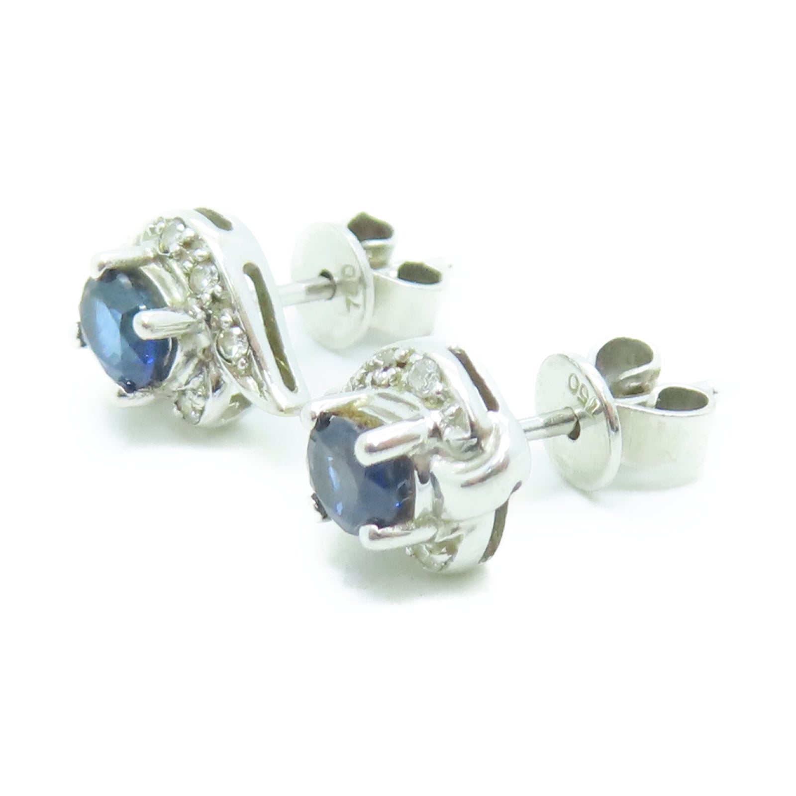 JEWELRY 18K White Gold Earrings Sapphire Earrings