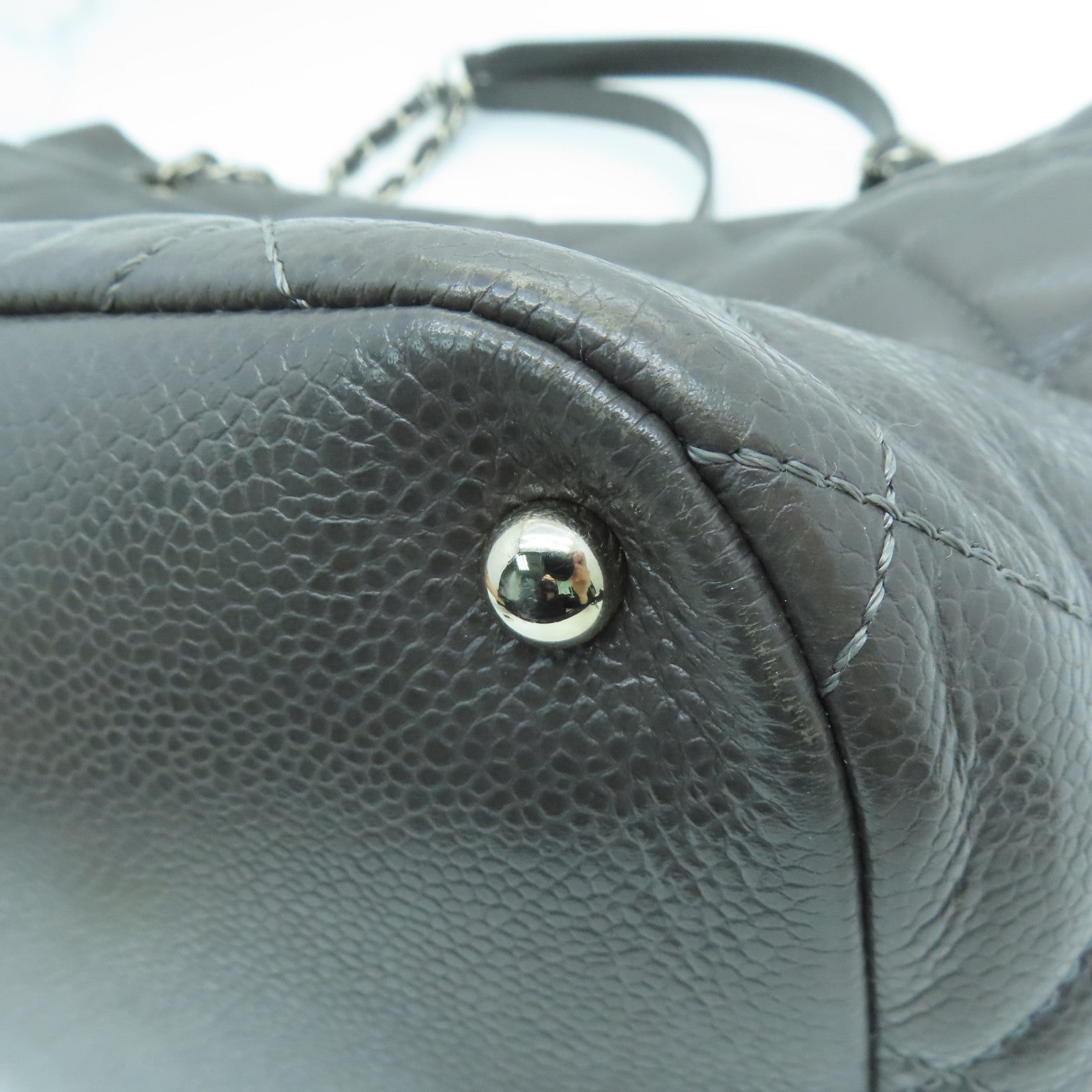 CHANEL diamond Caviar leather Chain Shoulder Bag chain silver buckle shoulder bag gray