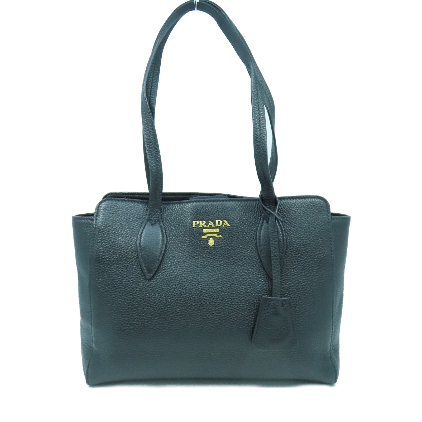 PRADA 牛皮皮革Hand Bag金扣手挽袋黑色