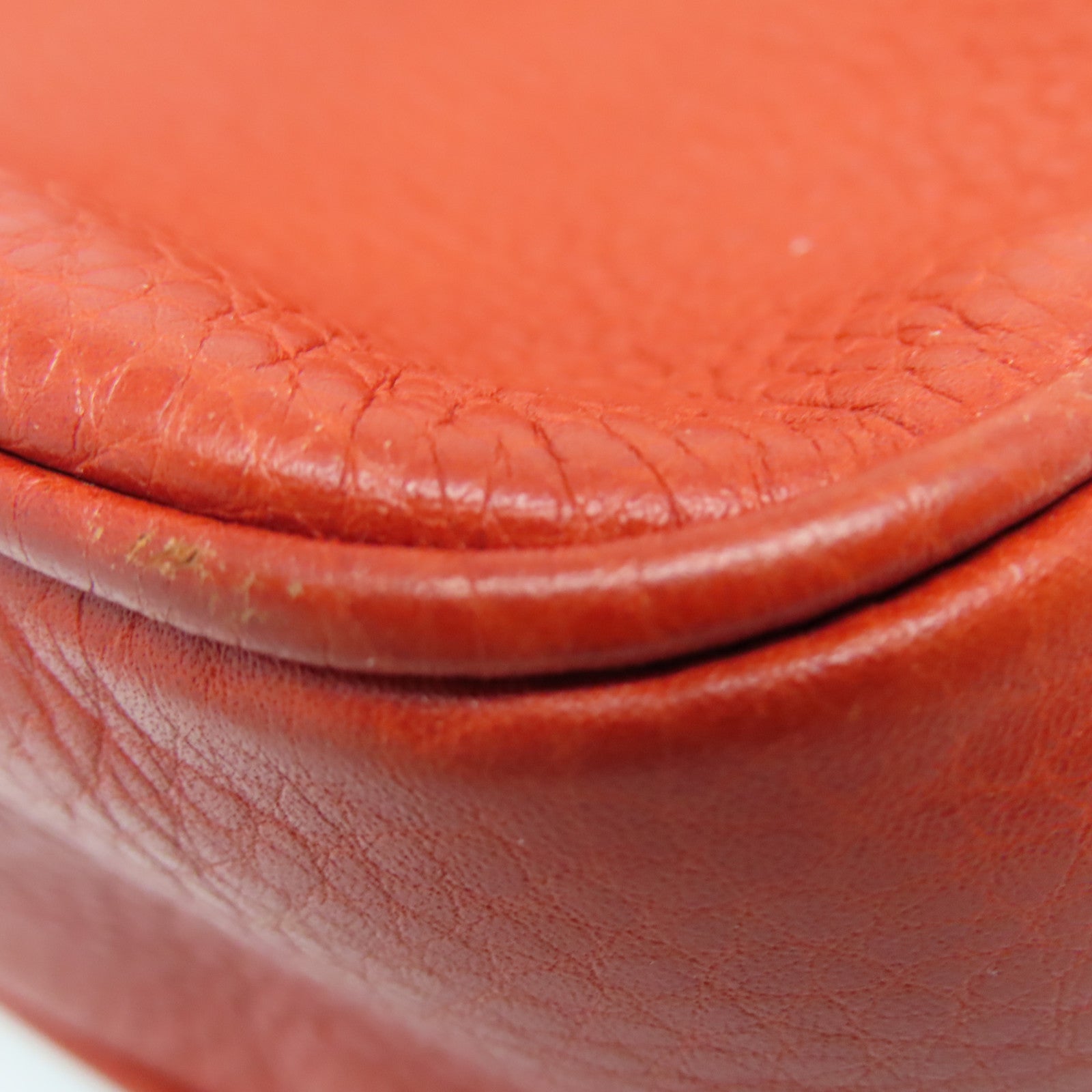 GUCCI cowhide leather Shoulder Bag gold buckle shoulder bag orange