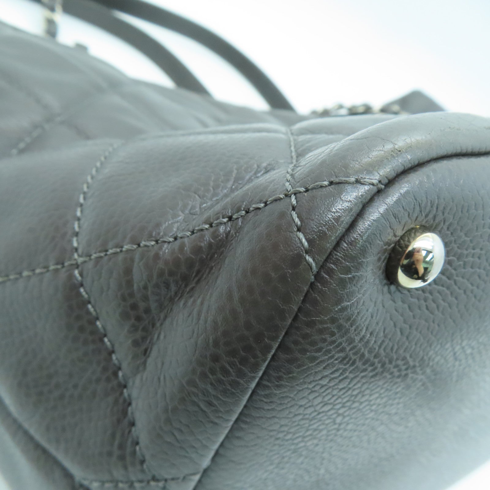 CHANEL diamond Caviar leather Chain Shoulder Bag chain silver buckle shoulder bag gray