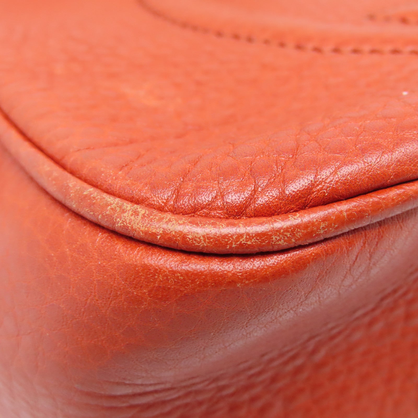 GUCCI cowhide leather Shoulder Bag gold buckle shoulder bag orange