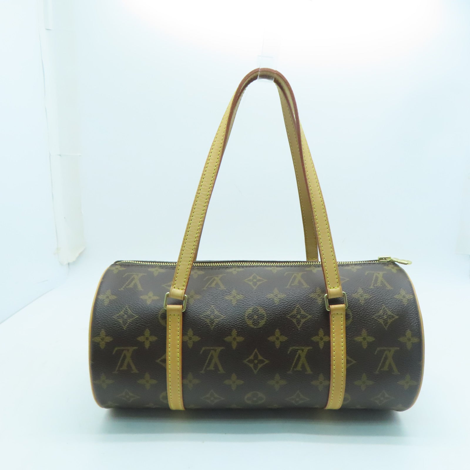 LOUIS VUITTON Monogram Papillon GM金扣肩背袋棕色