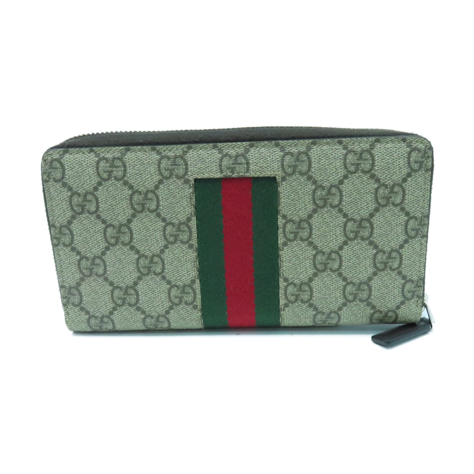 GUCCI Coated Canvas Long Wallet Silver Buckle Long Wallet Brown