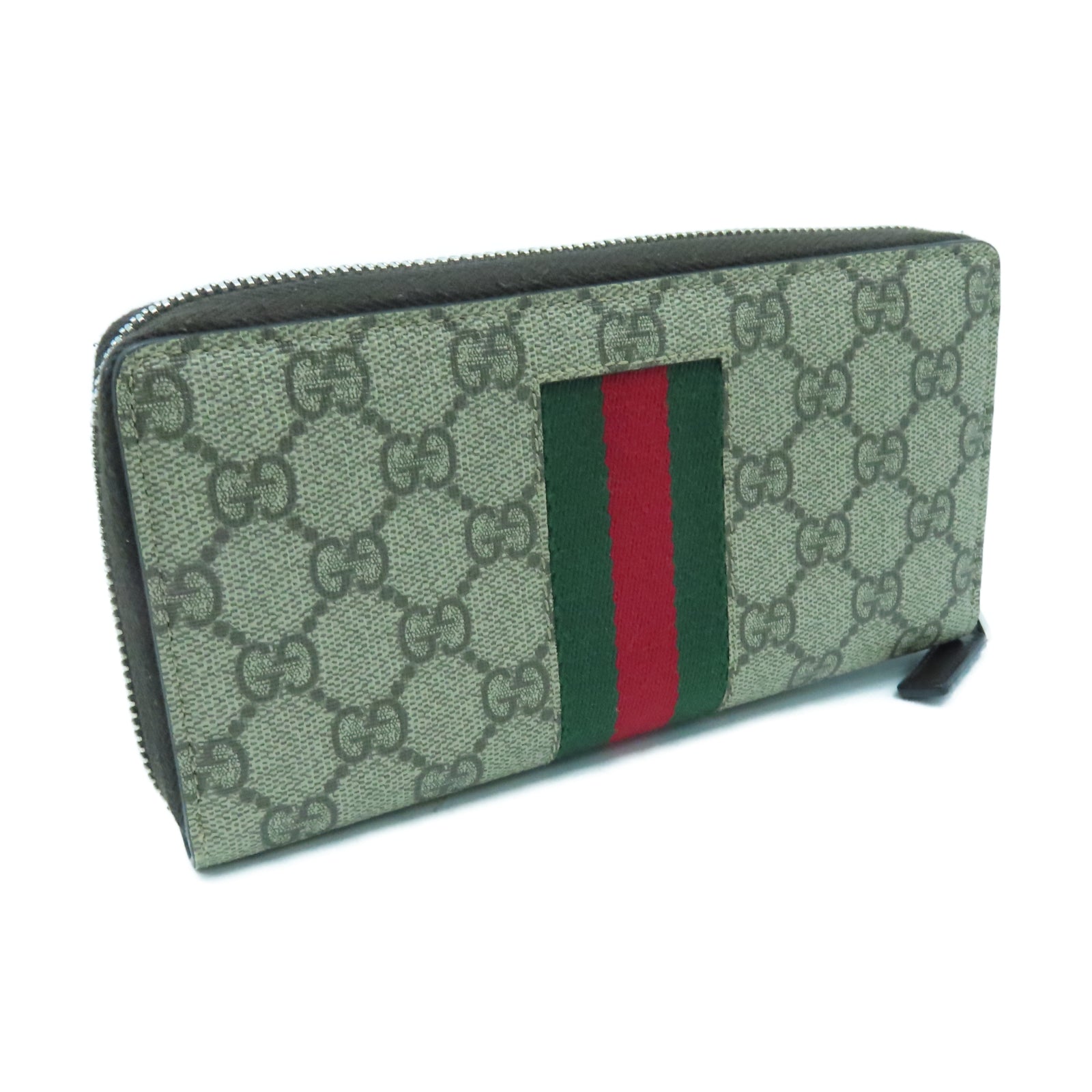 GUCCI Coated Canvas Long Wallet Silver Buckle Long Wallet Brown