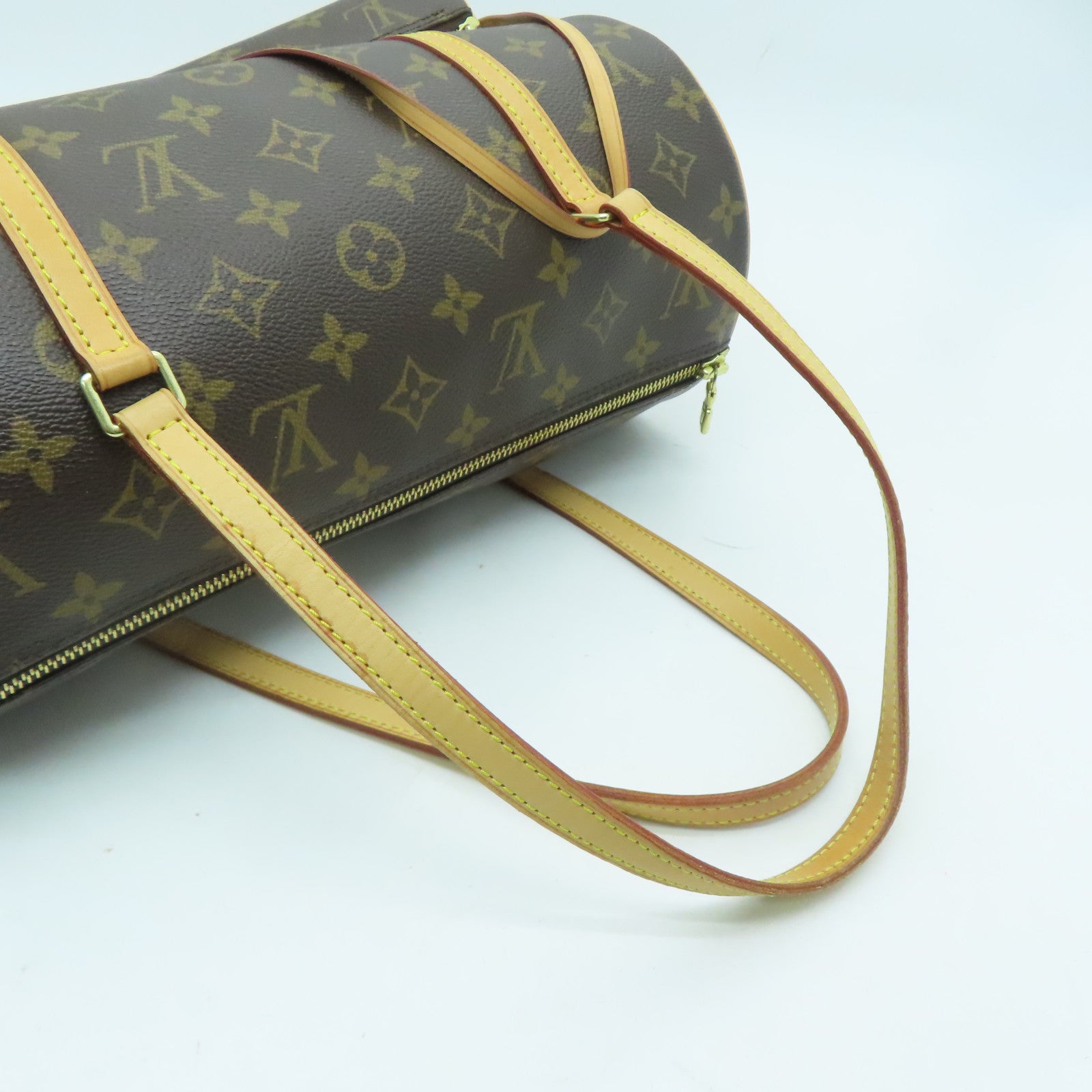 LOUIS VUITTON Monogram Papillon GM金扣肩背袋棕色