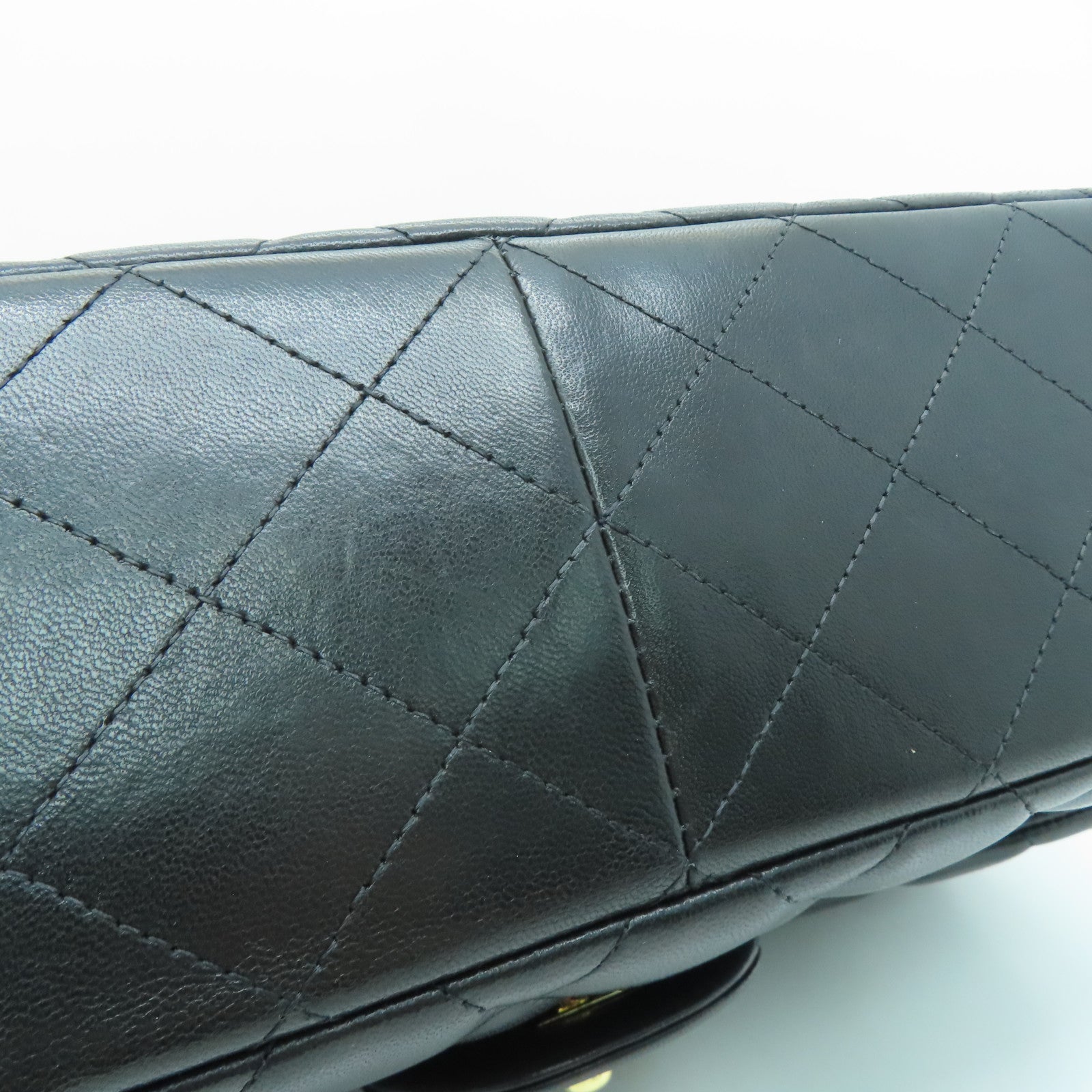 CHANEL 【激減優惠】格羊皮皮革Jumbo Classic Flap金扣鏈帶肩背袋黑色