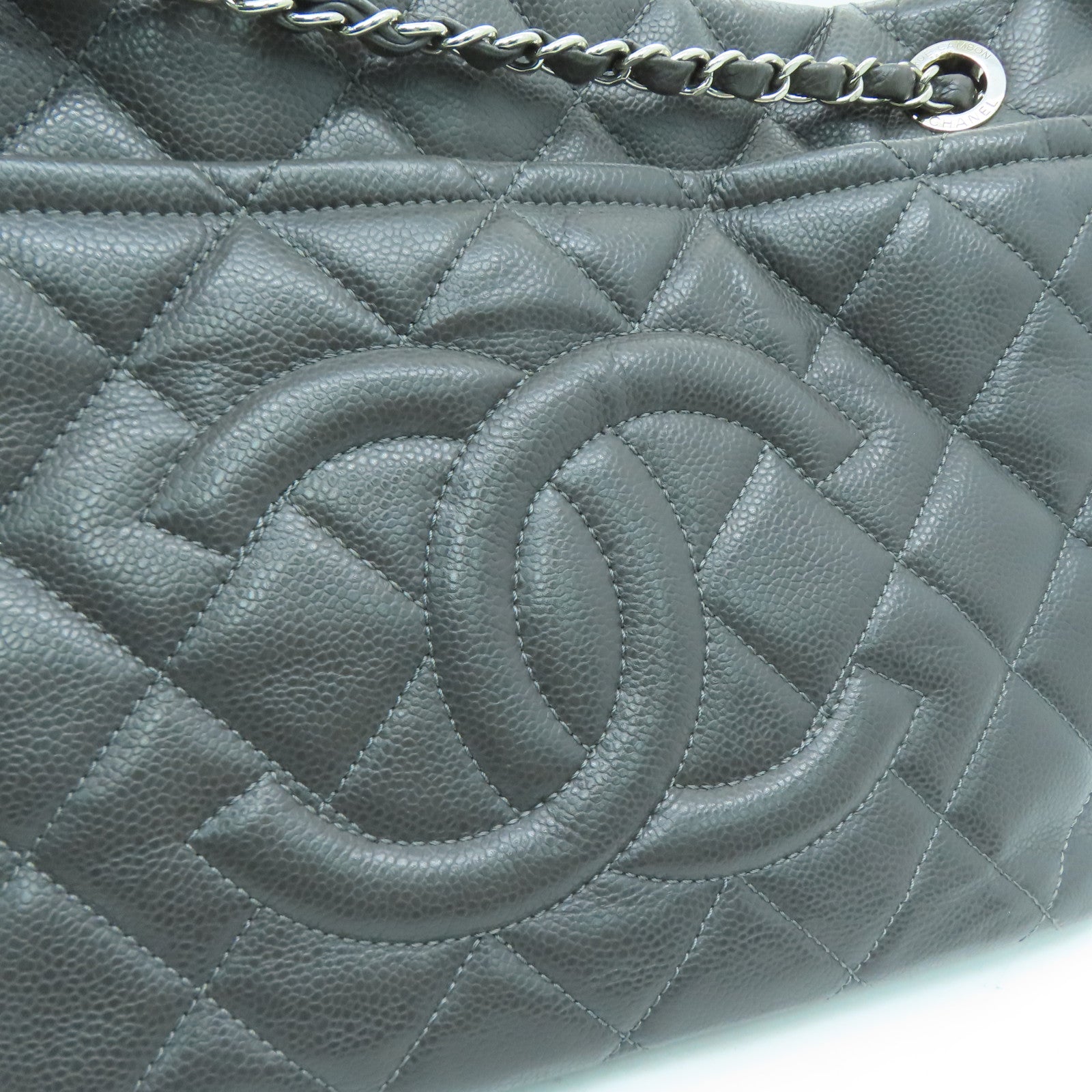 CHANEL diamond Caviar leather Chain Shoulder Bag chain silver buckle shoulder bag gray