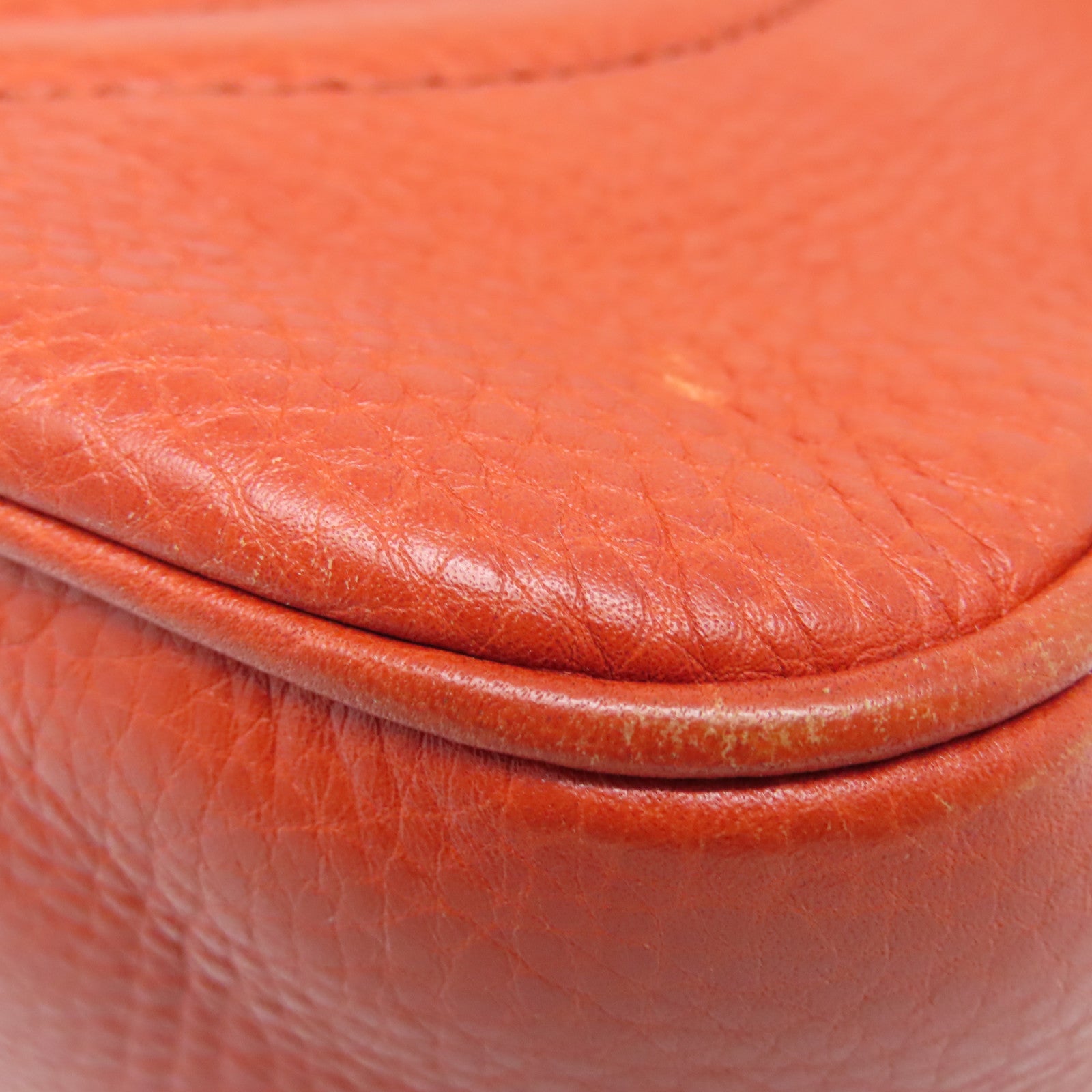 GUCCI cowhide leather Shoulder Bag gold buckle shoulder bag orange