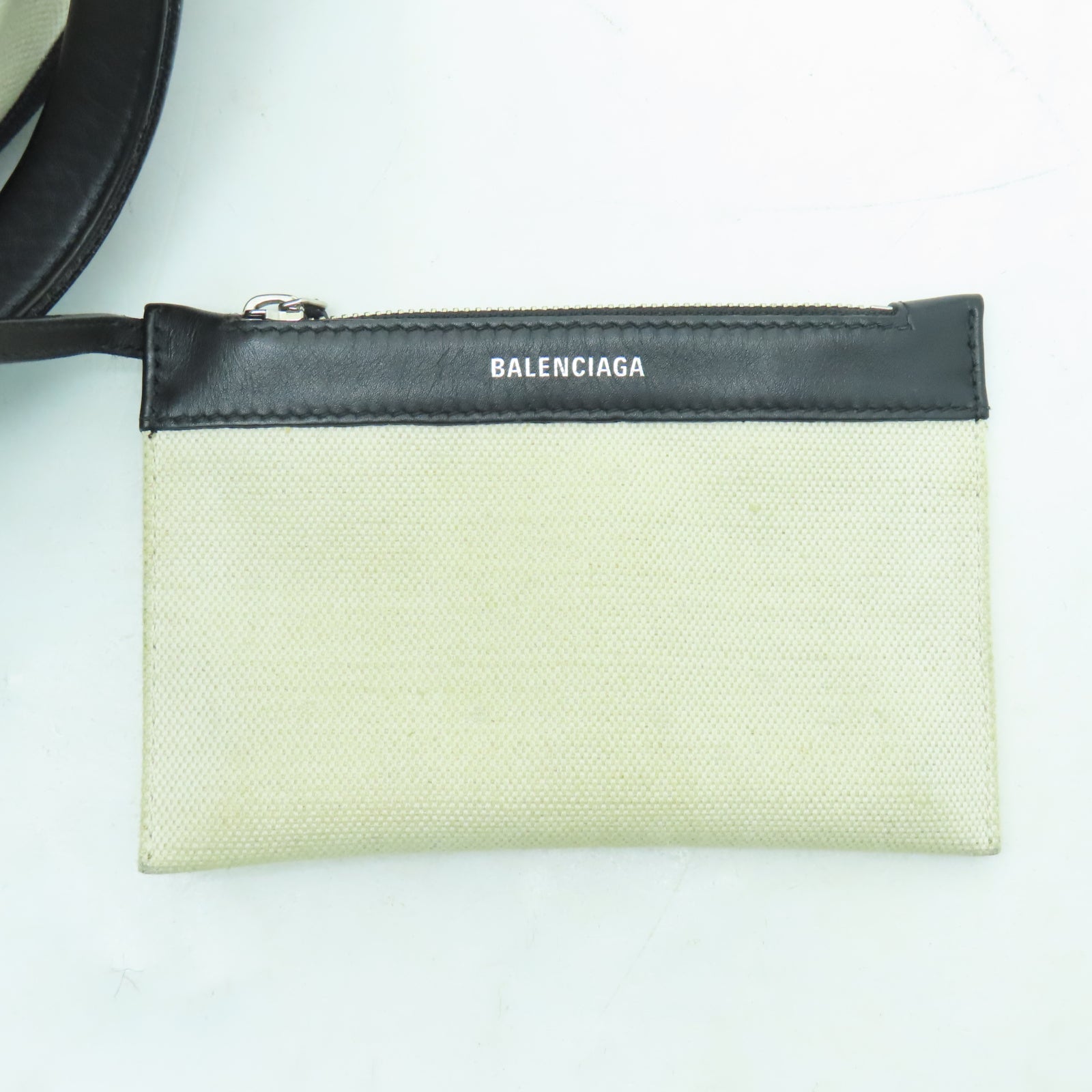 BALENCIAGA 帆布Tote Bag銀扣手挽肩背兩用袋米色/黑色