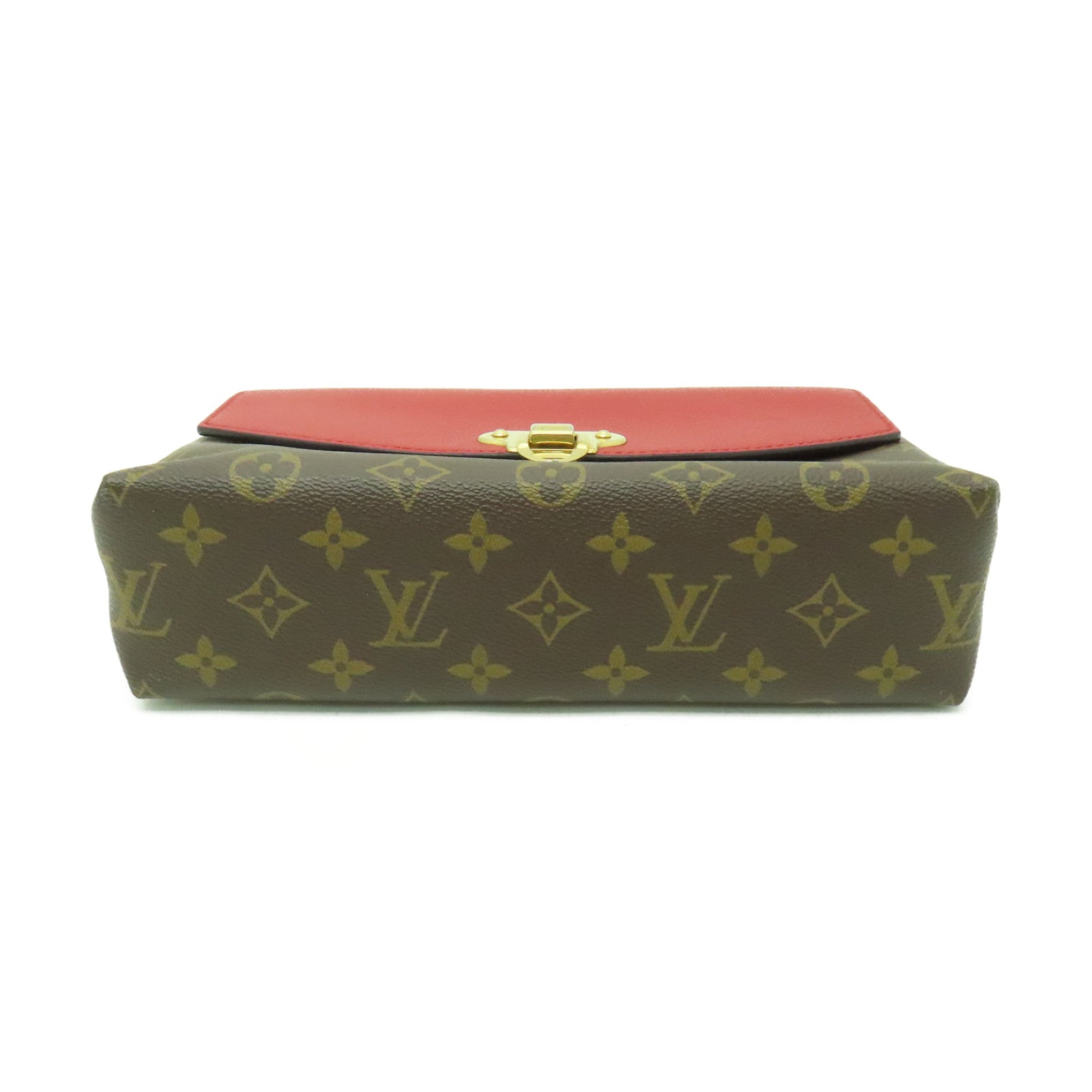 LOUIS VUITTON Monogram Saint Placide金扣鏈帶肩背袋棕色/紅色