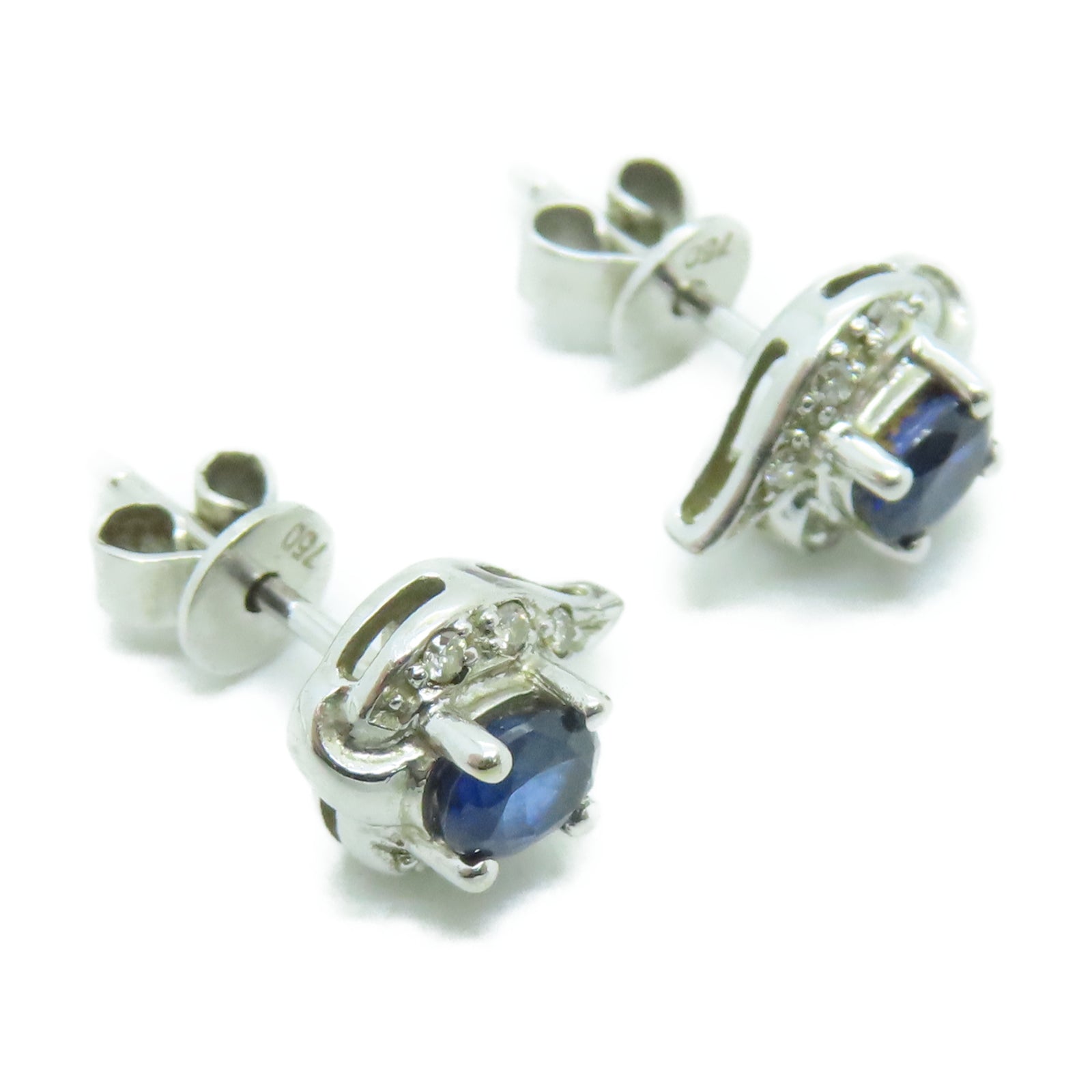 JEWELRY 18K White Gold Earrings Sapphire Earrings