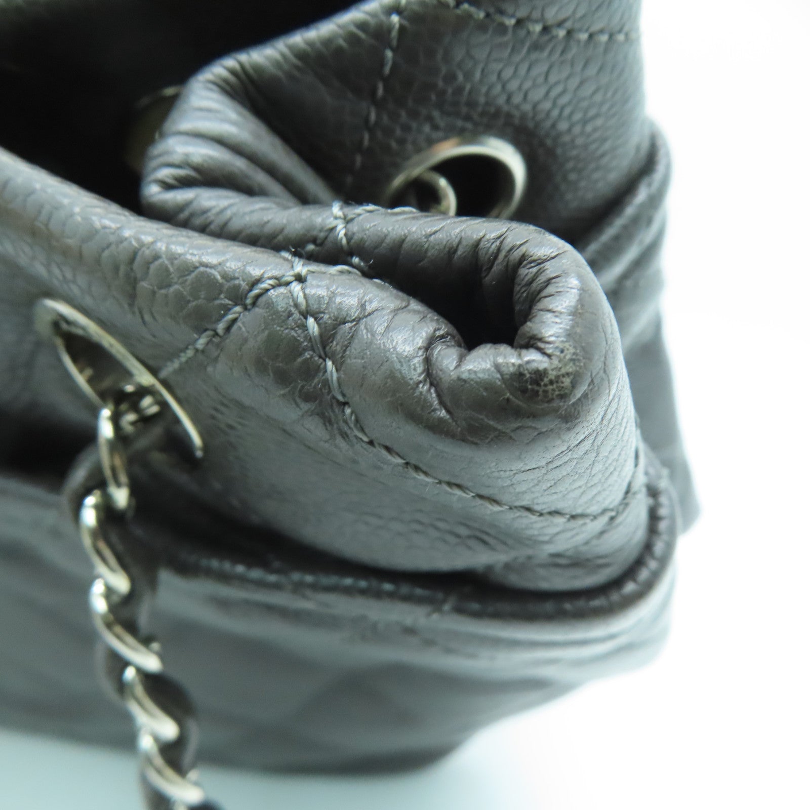 CHANEL diamond Caviar leather Chain Shoulder Bag chain silver buckle shoulder bag gray