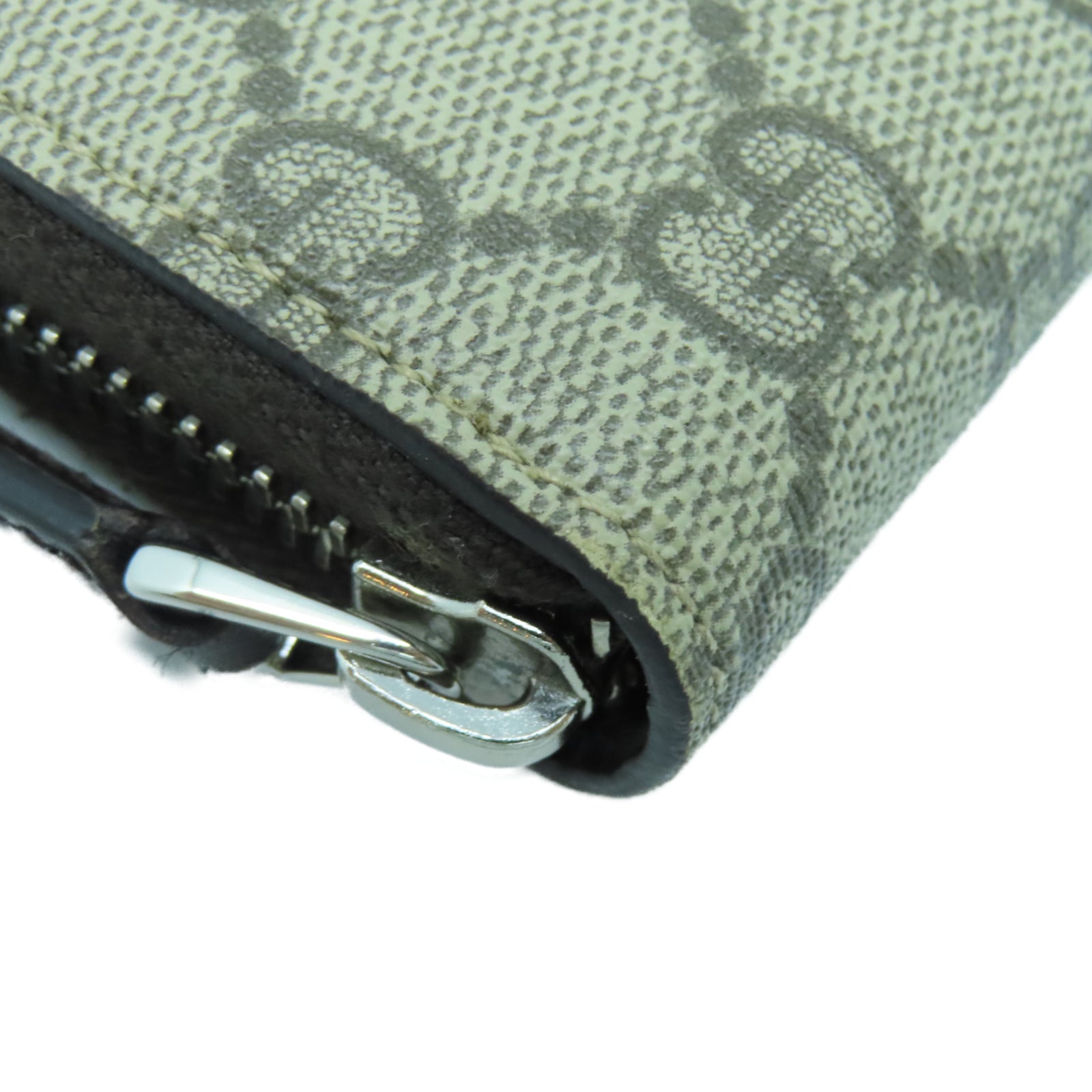 GUCCI Coated Canvas Long Wallet Silver Buckle Long Wallet Brown