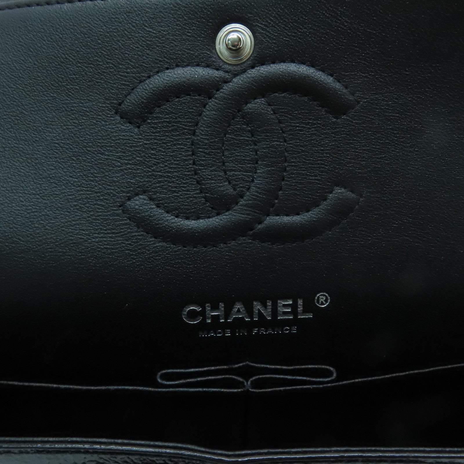 CHANEL 【激減優惠】菱格漆皮皮革Classic 23cm手挽肩背兩用袋黑色