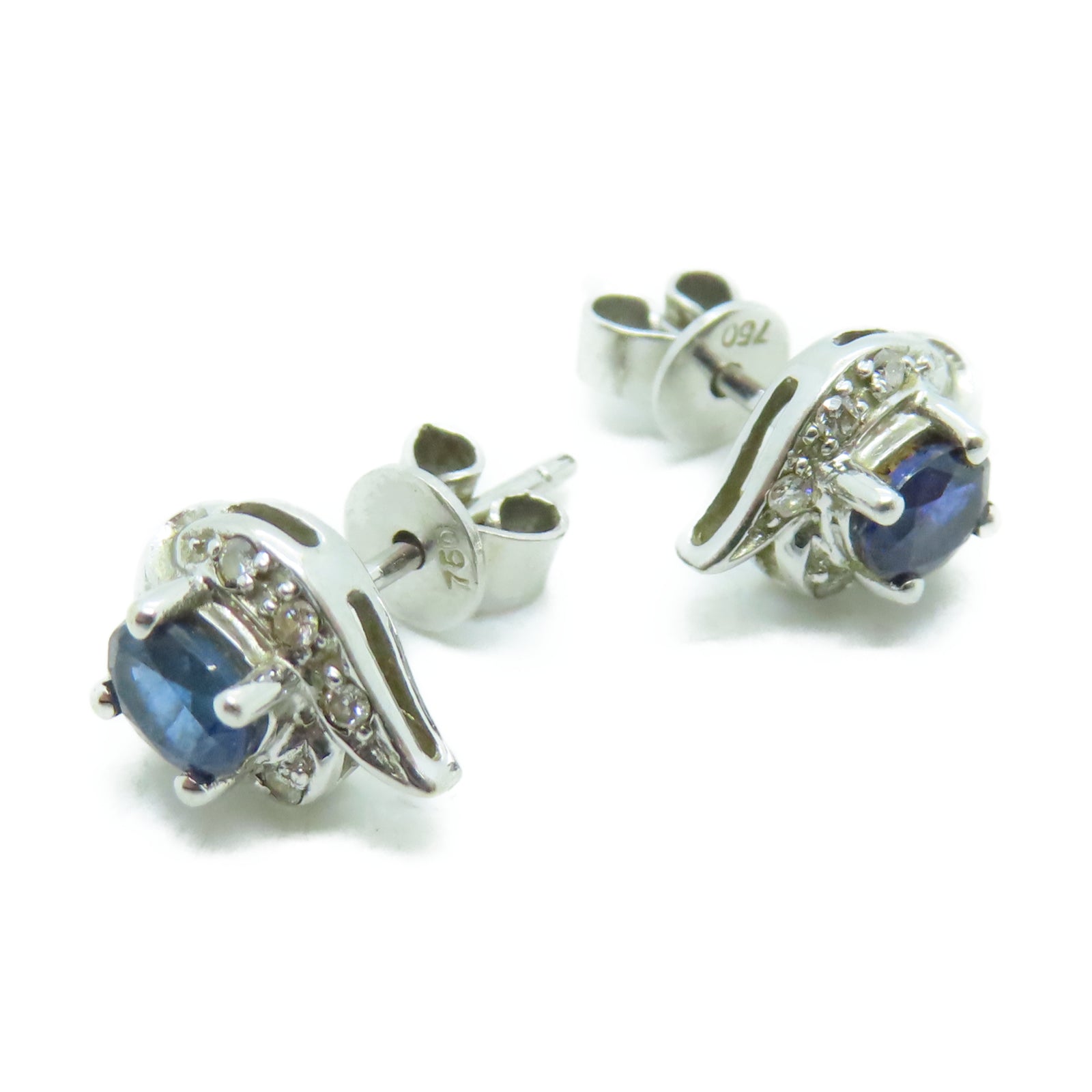 JEWELRY 18K White Gold Earrings Sapphire Earrings