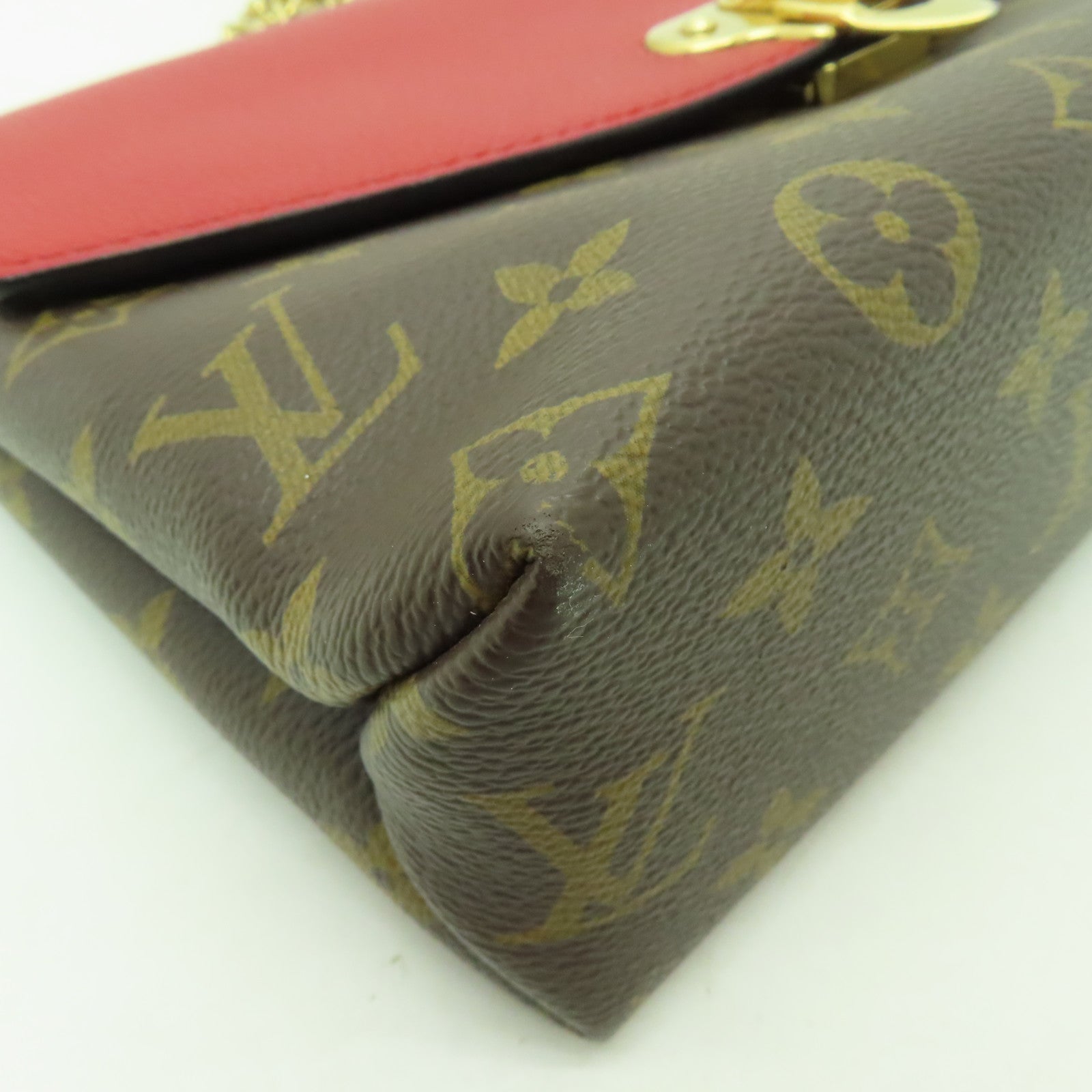 LOUIS VUITTON Monogram Saint Placide金扣鏈帶肩背袋棕色/紅色