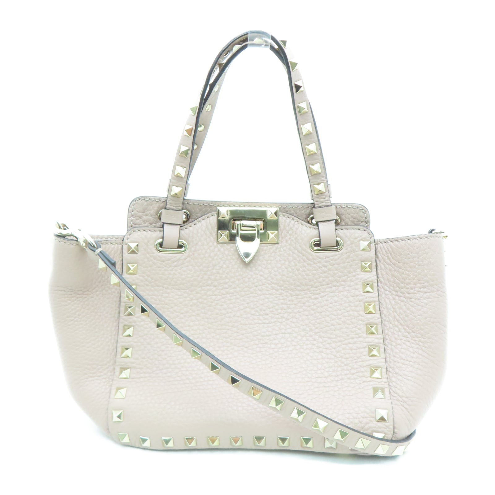Valentino 【激減優惠】牛皮皮革Rockstud Bag金扣手挽肩背兩用袋粉紅色