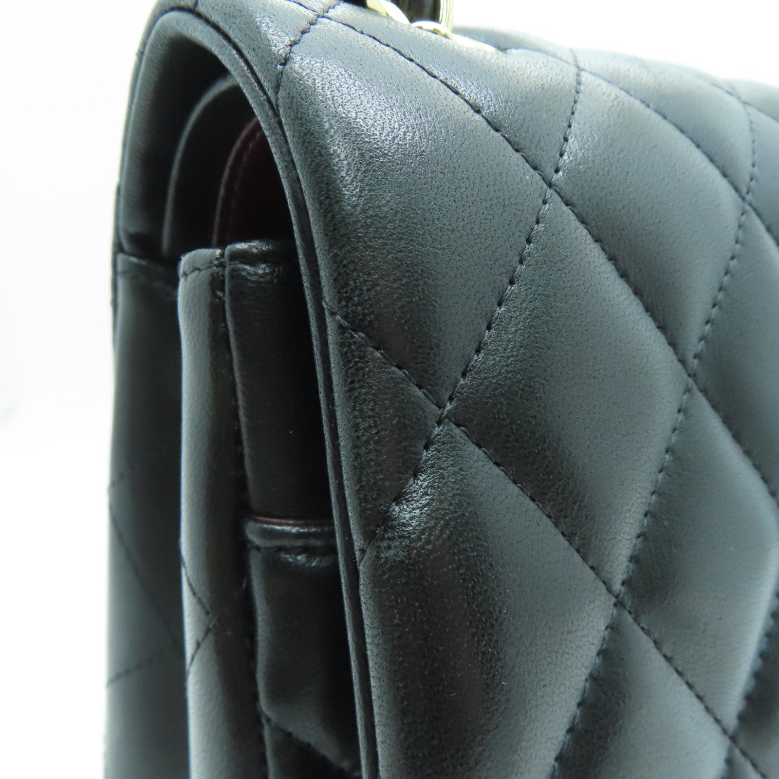 CHANEL 【激減優惠】格羊皮皮革Jumbo Classic Flap金扣鏈帶肩背袋黑色
