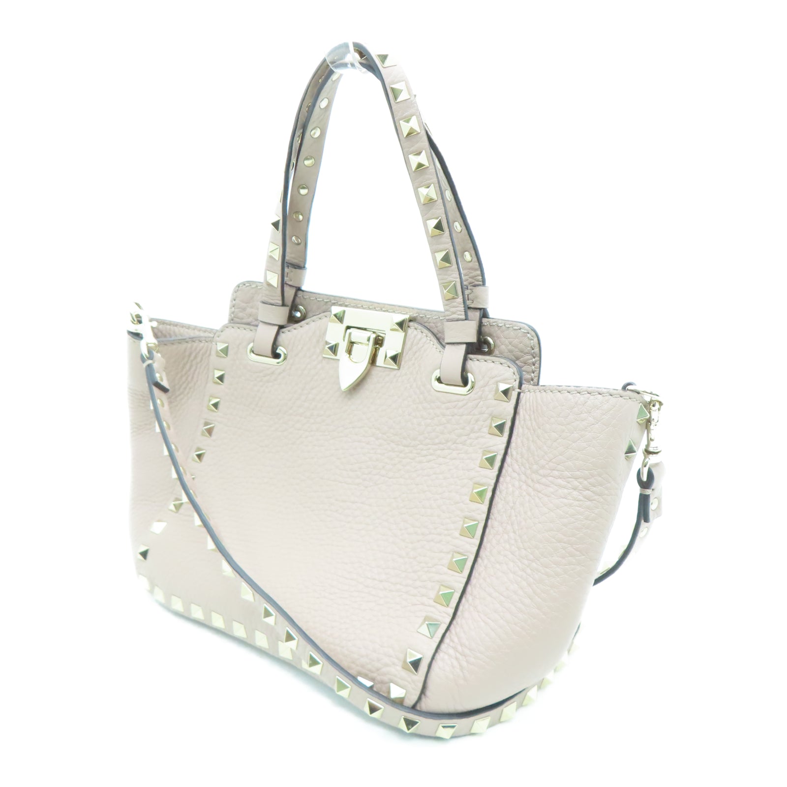 Valentino 【激減優惠】牛皮皮革Rockstud Bag金扣手挽肩背兩用袋粉紅色