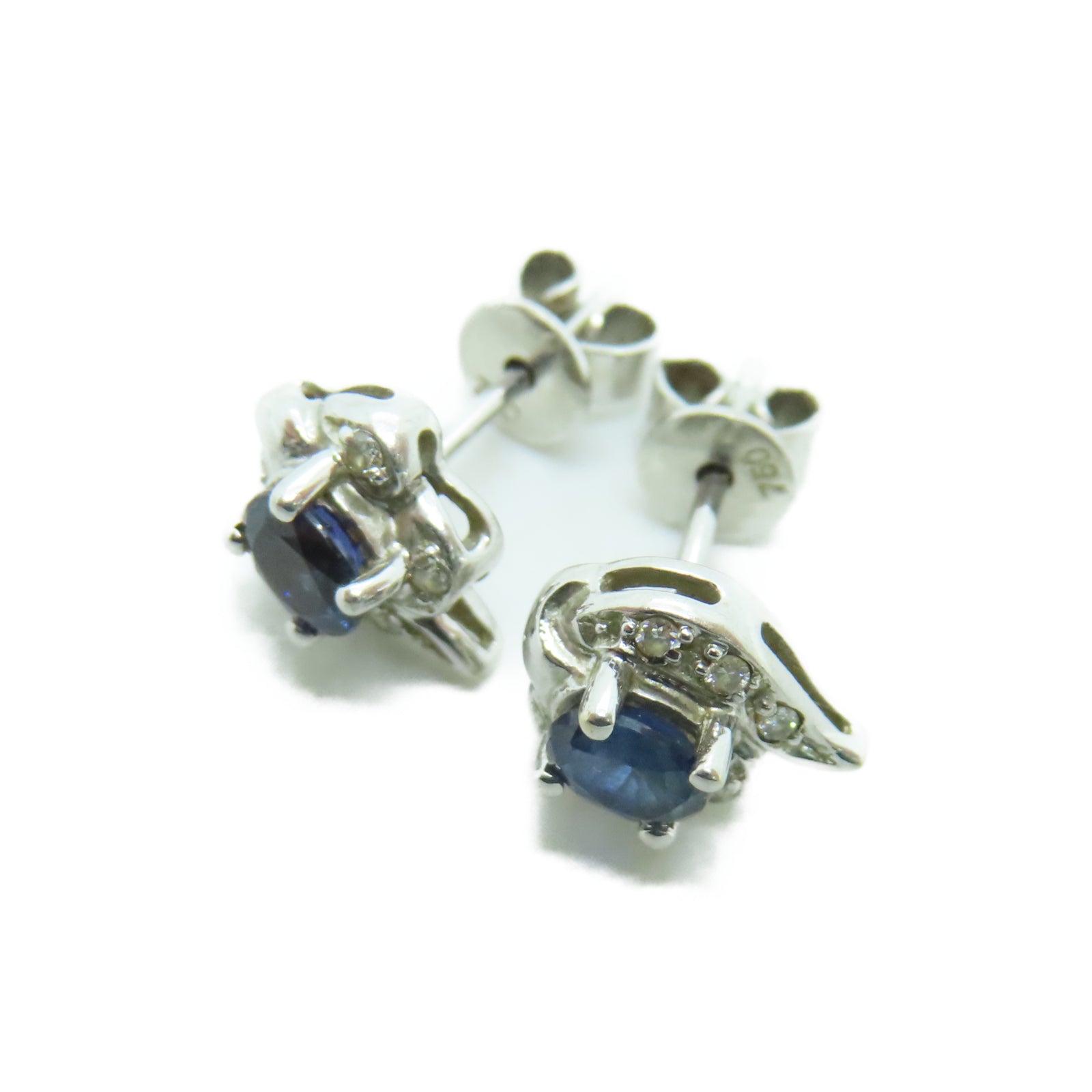 JEWELRY 18K White Gold Earrings Sapphire Earrings