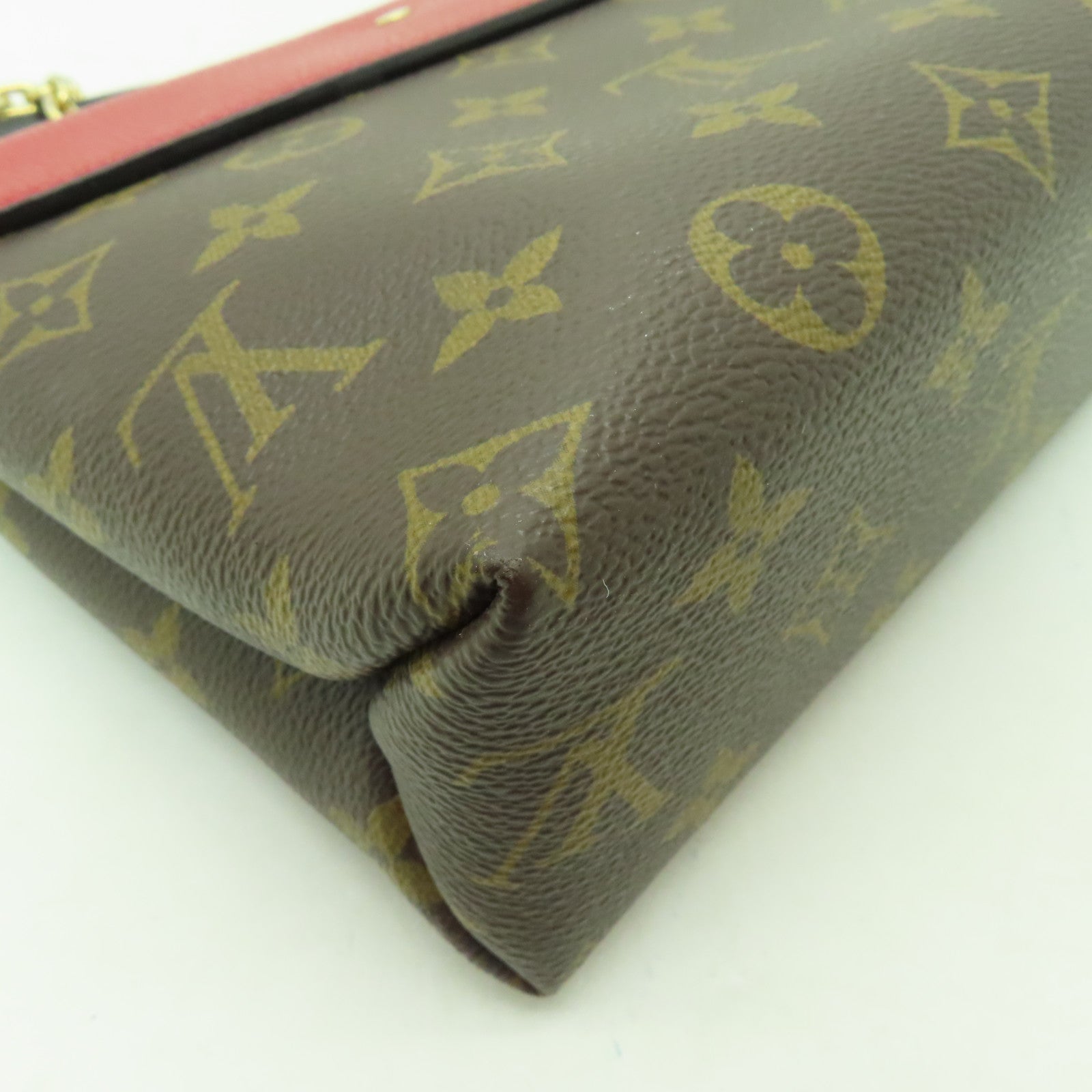 LOUIS VUITTON Monogram Saint Placide金扣鏈帶肩背袋棕色/紅色