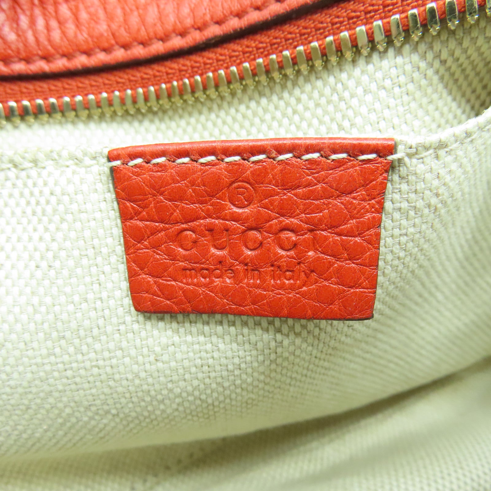 GUCCI cowhide leather Shoulder Bag gold buckle shoulder bag orange