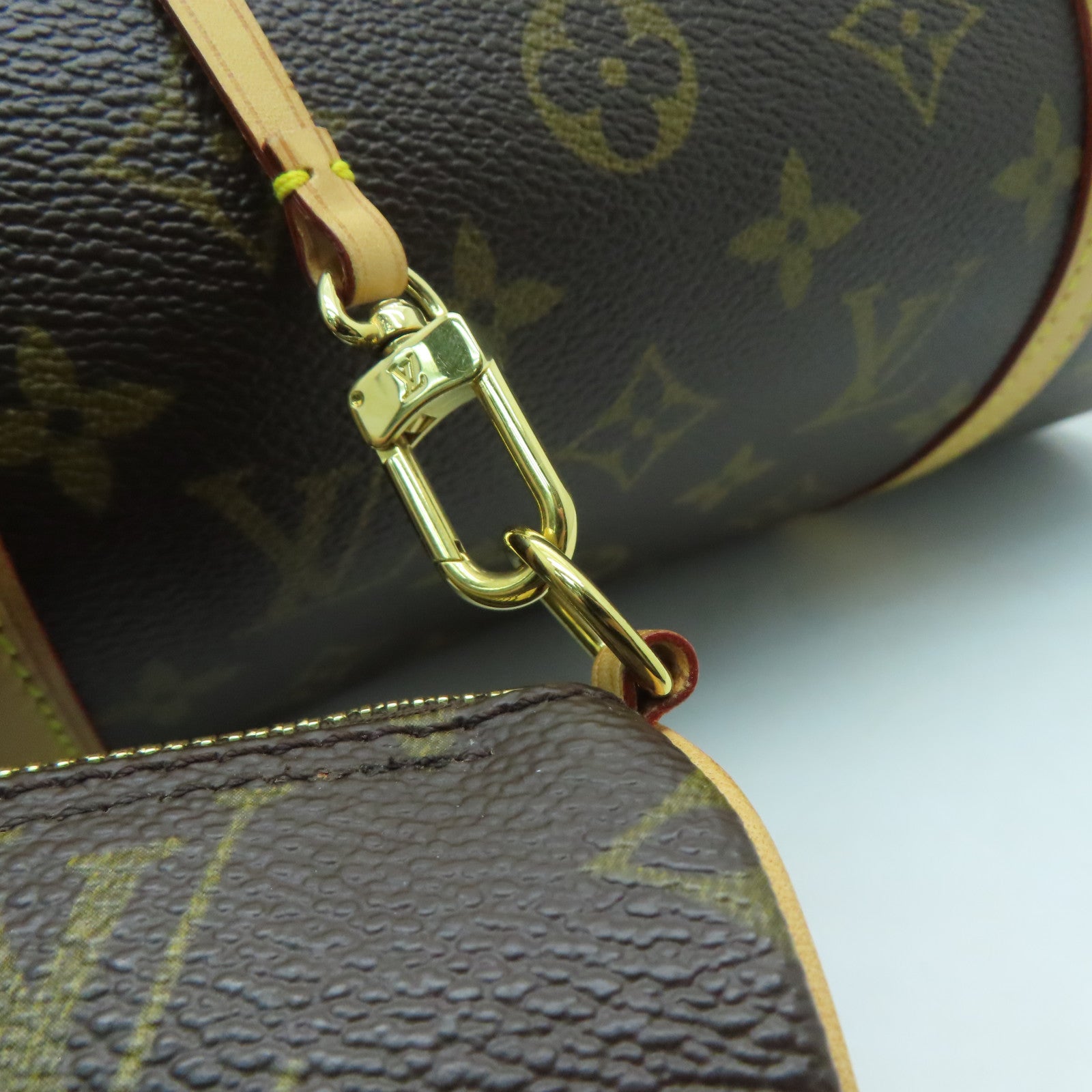 LOUIS VUITTON Monogram Papillon GM金扣肩背袋棕色
