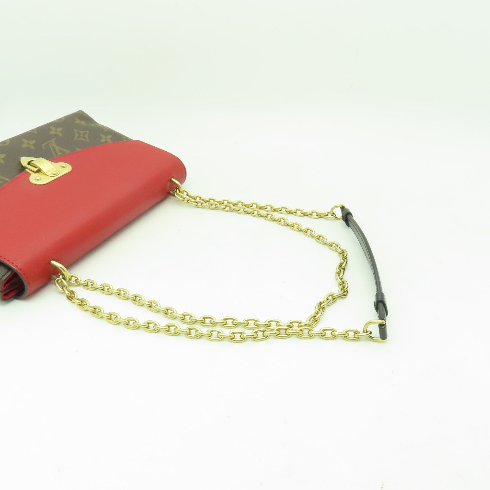 LOUIS VUITTON Monogram Saint Placide金扣鏈帶肩背袋棕色/紅色